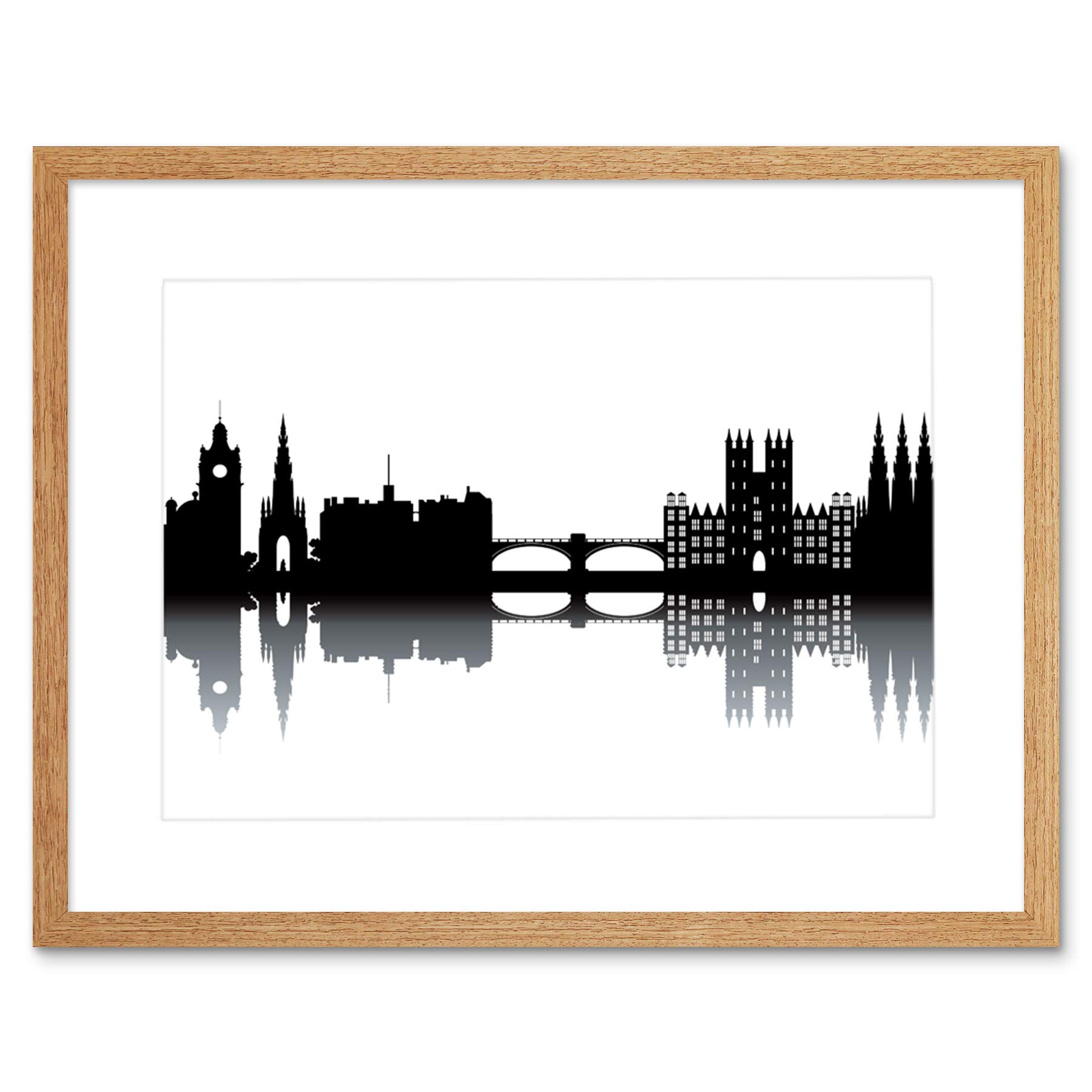 Wee Blue Coo Painting Drawing Abstract Cityscape Skyline Edinburgh Framed Wall Art Print