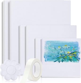 Canvases for Painting, 40x30, 30x20,20x15, 8 Set Canvas with Palette & Tape