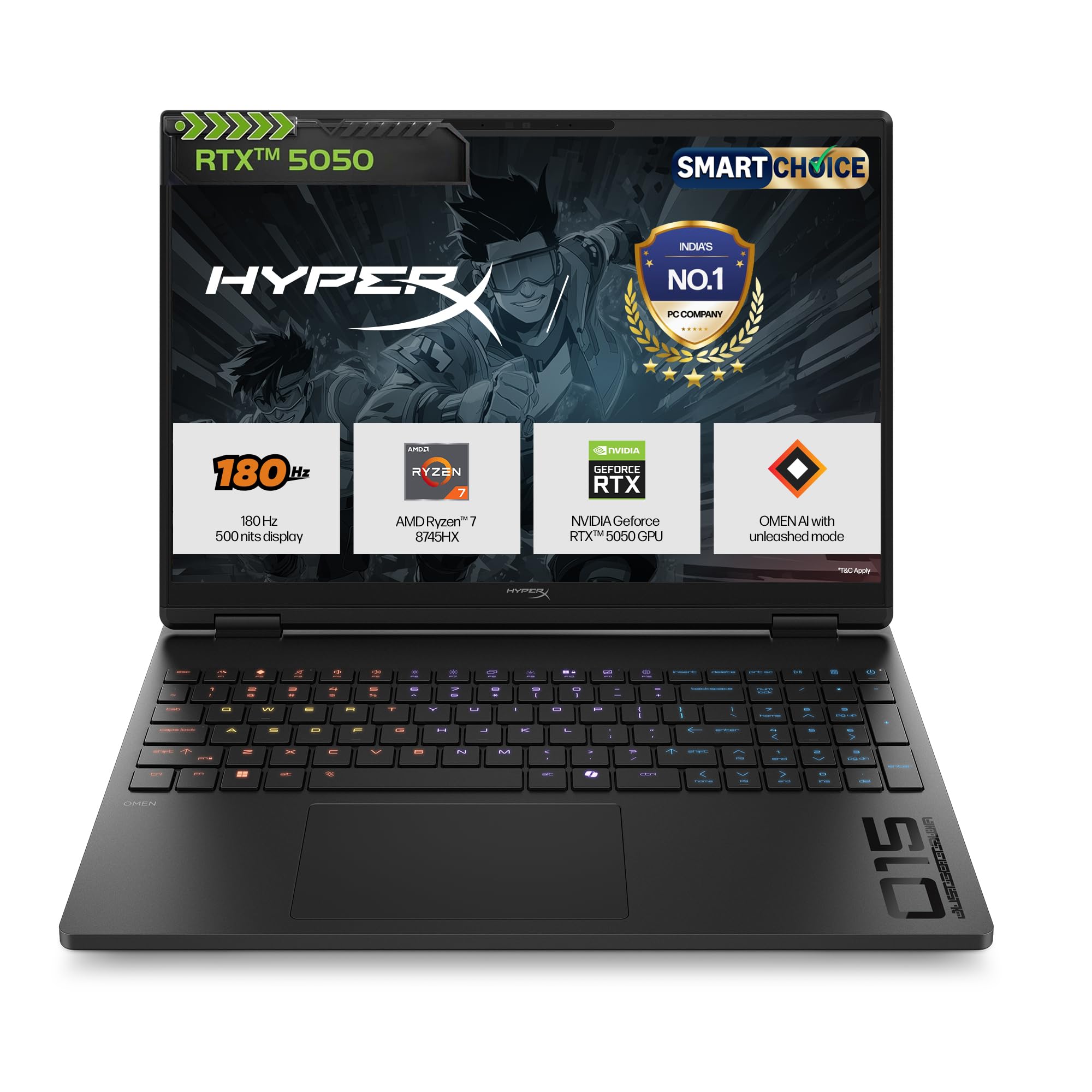 HP HyperX OMEN 15 Smartchoice, AMD Ryzen 7 8745HX, 8GB-RTX 5050, 16GB - Image 1