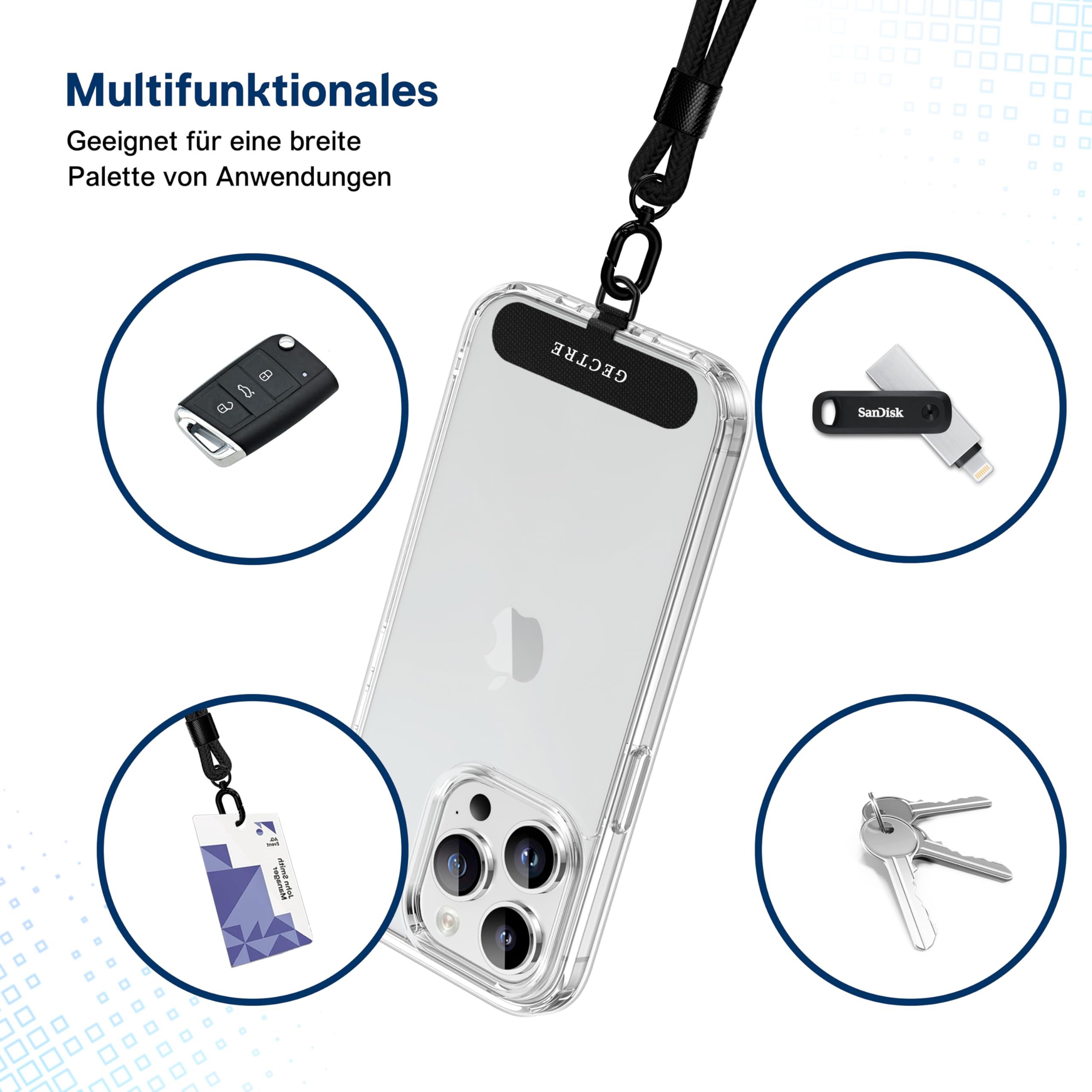 Caslord Accessoire Caslord 2 Stuks Universele Telefoonkoord Patches - Verander Je Hoes In Een Telefoonketting Universele Lanyard Adapter