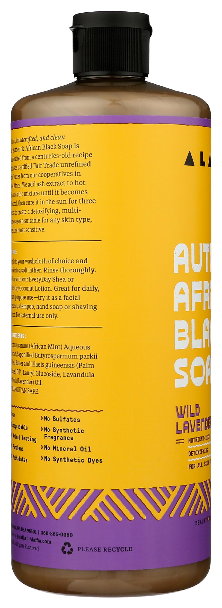All In One Wild Lavender Authentic African Black Soap, 32 Fl Oz