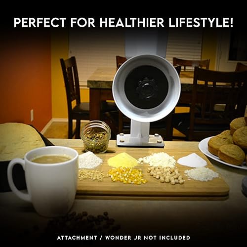 Miniatura 6 de Wonder Mill - Molino de manos Wonder Junior Deluxe con barrena de mantequilla de masanueces, crea masas frescas, mantequilla de nueces y café, masa