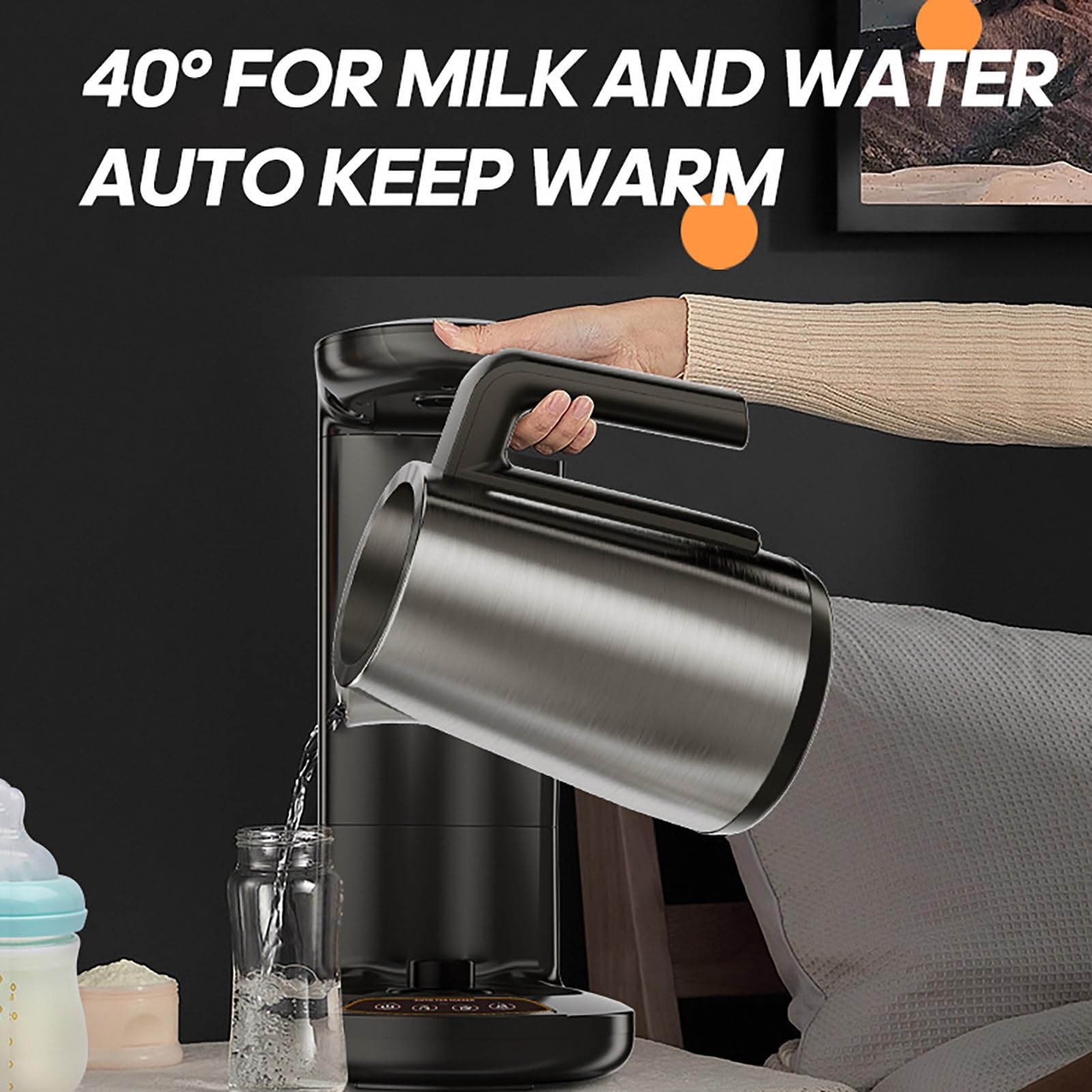 Elektryczny ekspres do kawy po turecku, 2,8 l – dzbanek ze stali nierdzewnej, ergonomiczny uchwyt zapobiegający oparzeniom, 1800 W do podgrzewania espresso, herbaty i mleka(Red)