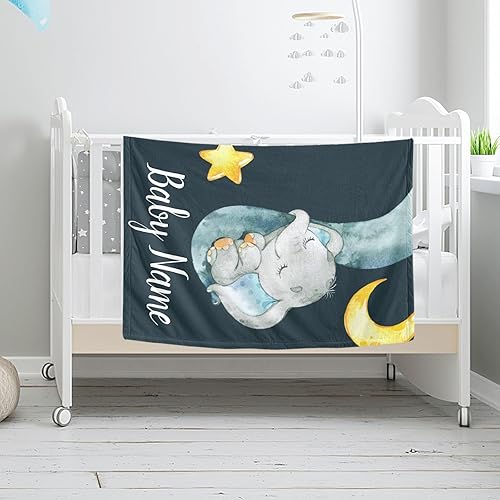 Miniatura 249 de Manta de bebé personalizada con nombre, mantas de bebé de elefante personalizadas para niñas, regalos de bebé, productos para bebés, mantas súper