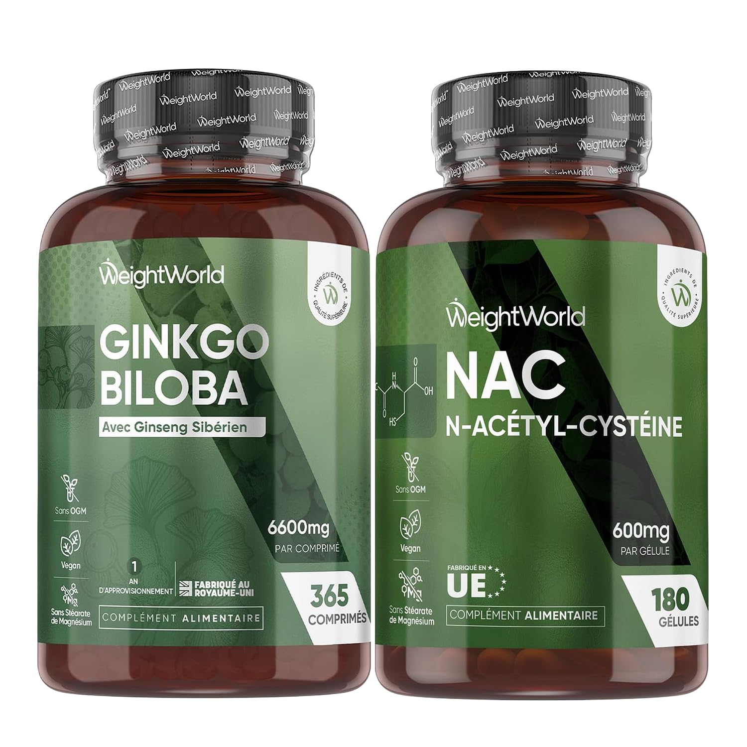 NAC Gélules & Ginkgo Biloba avec Ginseng Sibérien Micro-Comprimés