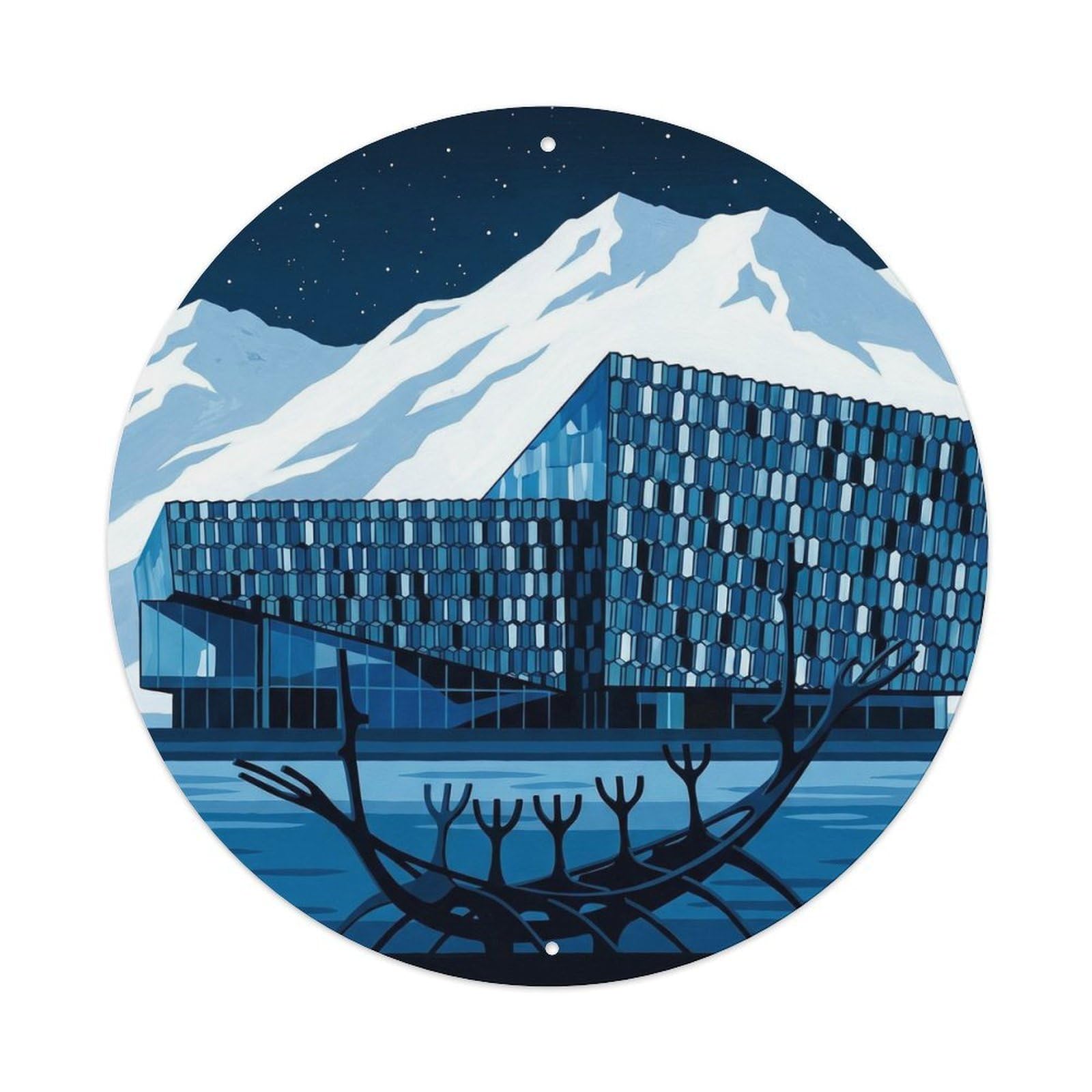 Vintage Travel Reykjavik Iceland Gouache Metal Tin Sign