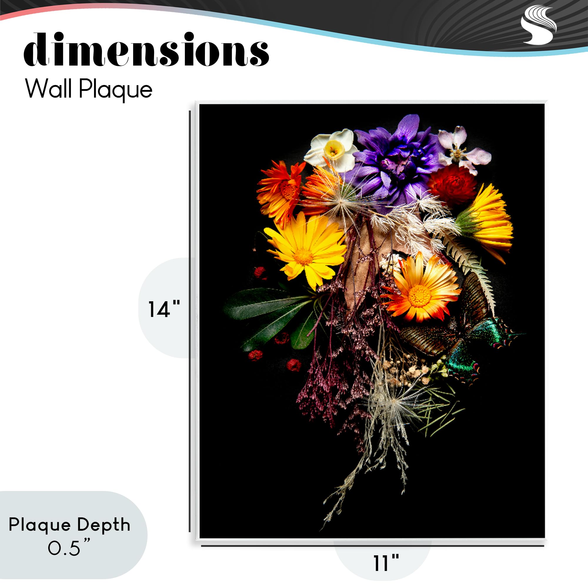 Placa de pared con diseño de mariposa floral de 11 x 14 pulgadas