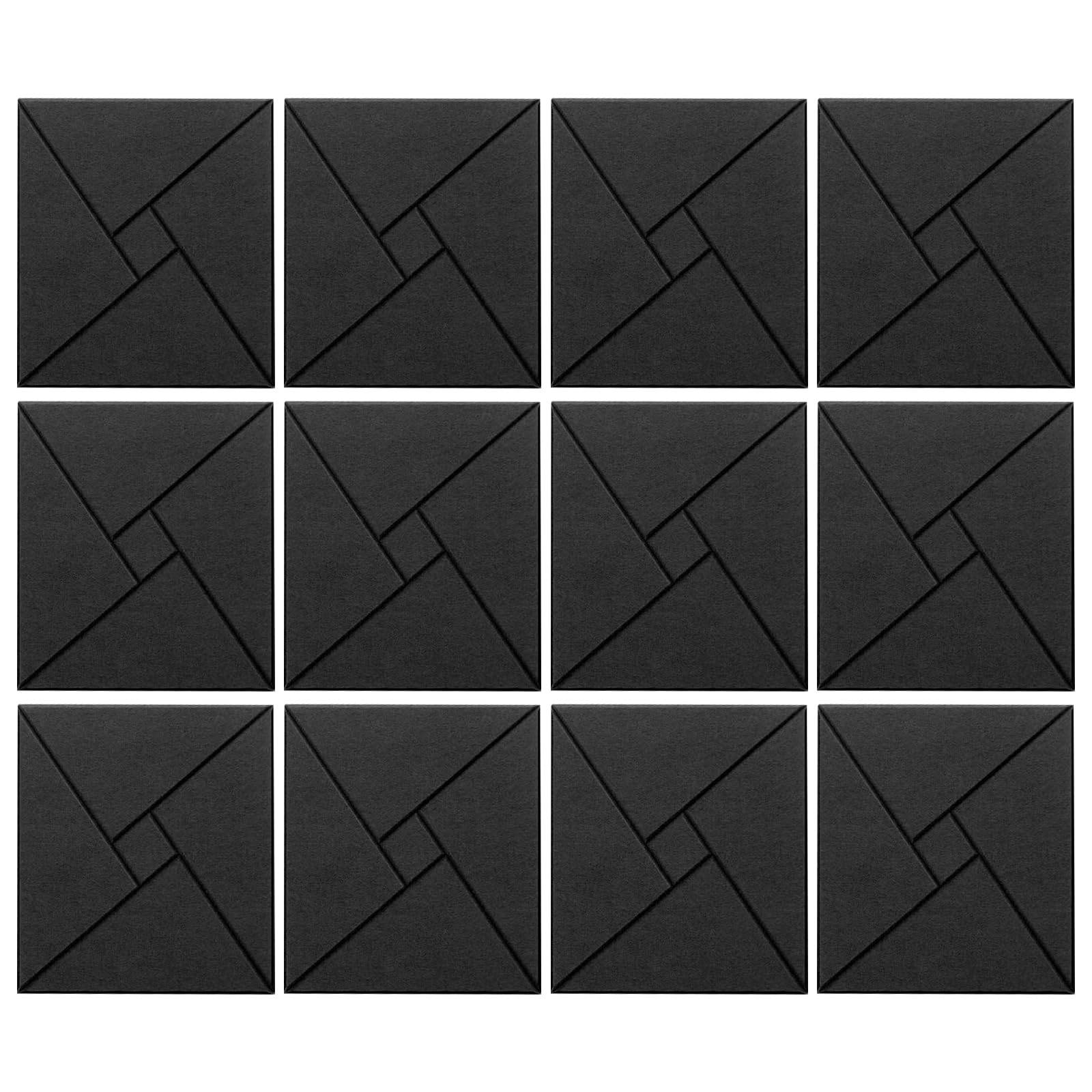 HZBB Of 12 Soundproof Foam Tiles Square Adhesive Wall Panel Polyester Soundproof Wall Panel Foam Panels Acoustics Panels