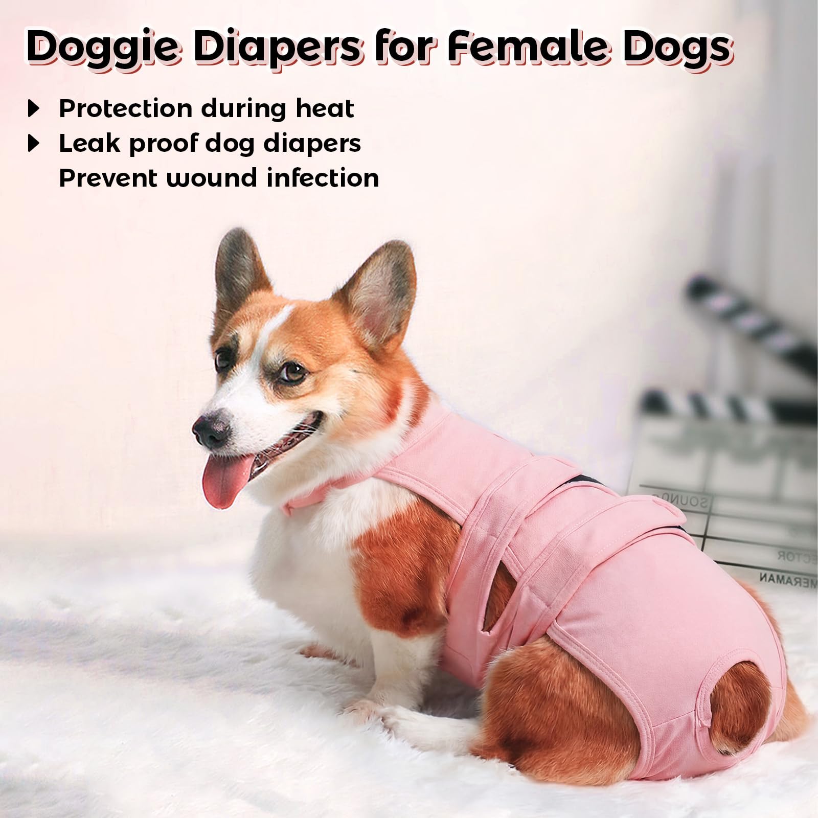 QBLEEV Pañales para perros hembras con tirantes ajustables, bragas sanitarias lavables para perros en celo o incontinencia, a prueba de escapes, reutilizable, ropa interior para mascotas de razas