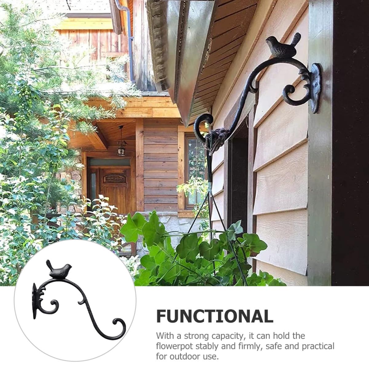 INOOMP Crochet Suspendre en Fonte pour Jardinière Murale Support Décoratif pour Paniers de Fleurs et Luminaire de Balcon ou Salon