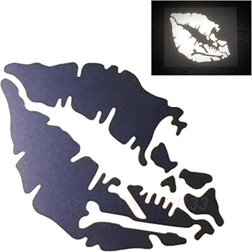 customTAYLOR33 Vinilo reflectante de alta intensidad con diseño de beso de muerte, calavera con huesos cruzados y labios, calcomanía adhesiva para