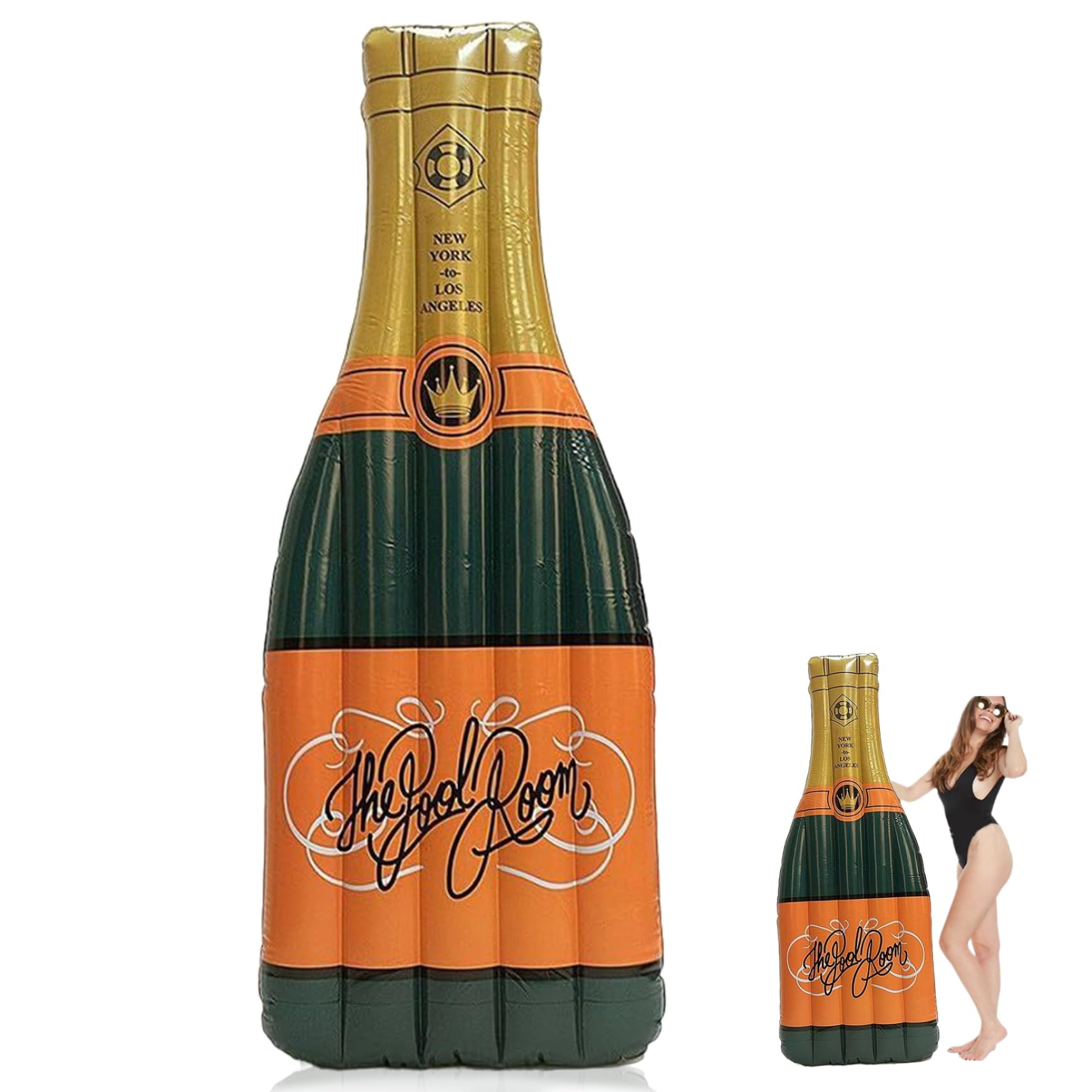 Flotas de la Piscina Inflable Champagne en Forma de biberón Tumbona 75x31.5x8 flotadores de PVC para Adultos Altos flotadores de tumbonas de Verano