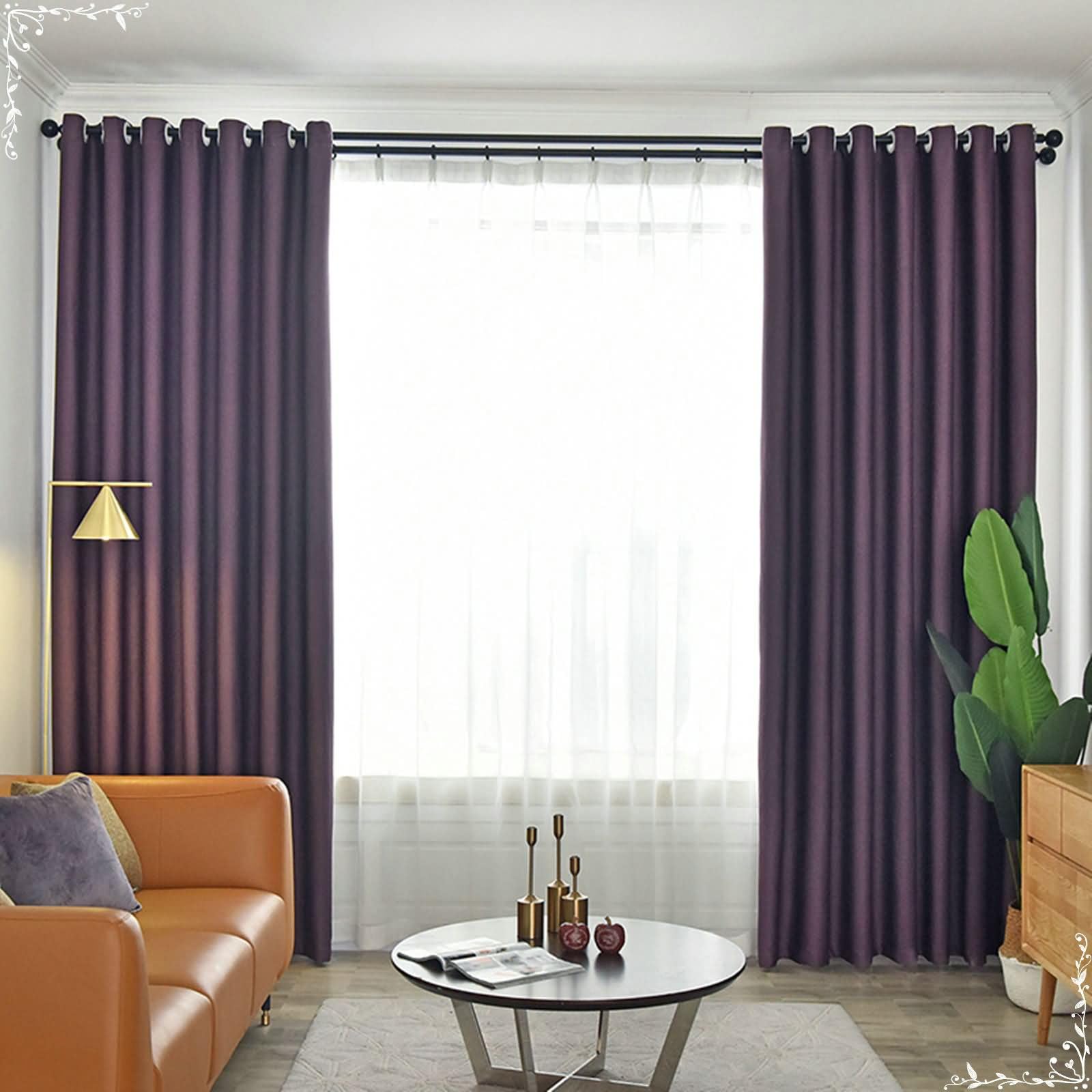 Tende con Occhielli Moderne,2 x 96W x 214H CM,Tende da Salotto Oscuranti 2 Pannelli Tinta Unita Tende Interni Viola