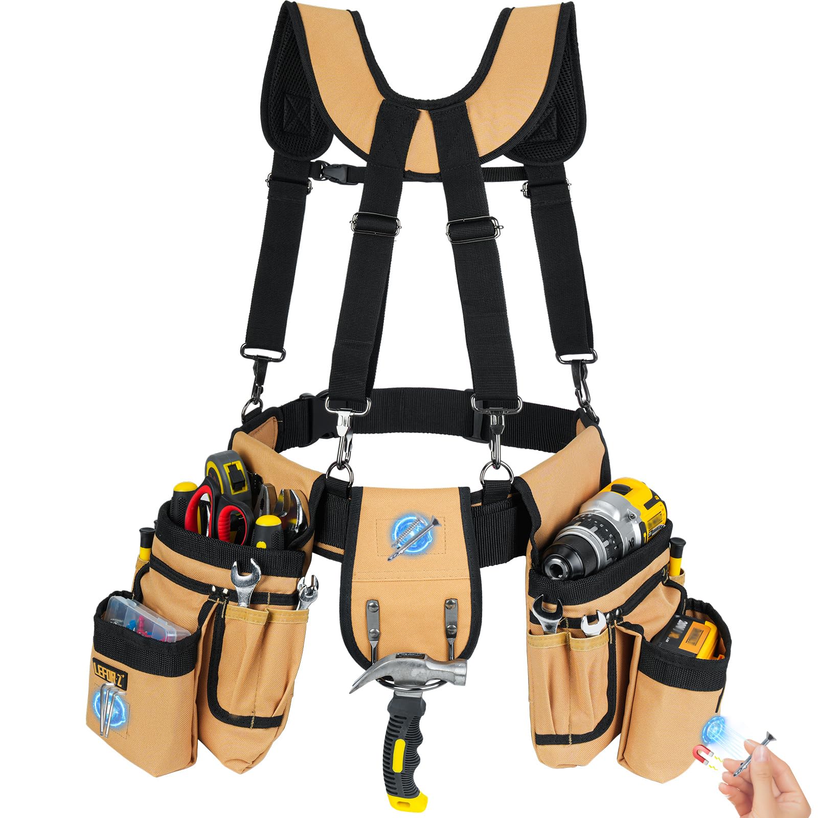 Amazon | 腰袋 ツールベルト サスペンダー付き 腰道具セット 27