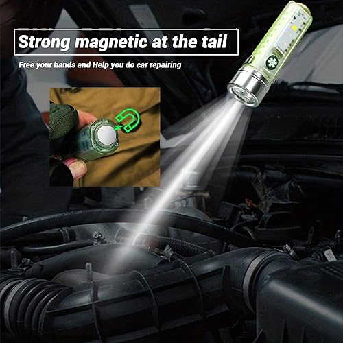 Miniatura 5 de FZH Linterna pequeña y potente recargable  350 lúmenes 1500mAh linternas LED con 8 modos de luz, linternas magnéticas impermeables de mano para