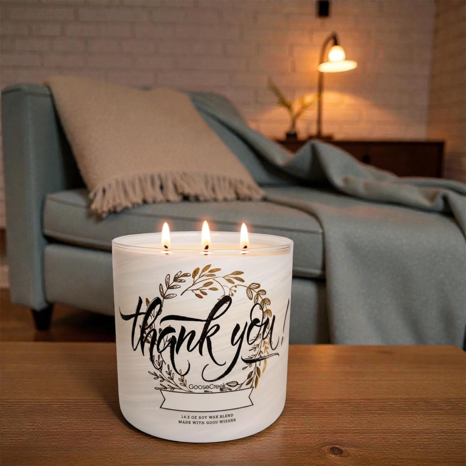 Thank You Candle, 3-Wick Soy Wax Blend, 14.5 oz, Berry Scented & as a Gift Artisanal soap Strawberry Shortcake