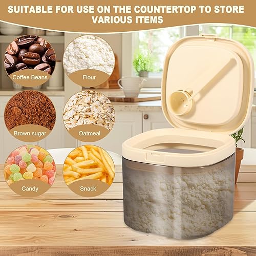 Miniatura 3 de Airtight Food Storage Container with Lid, BPA-Free Formula Dispenser with Spoon Carrying Handles and Date Recording, Pantry Organization Canisters