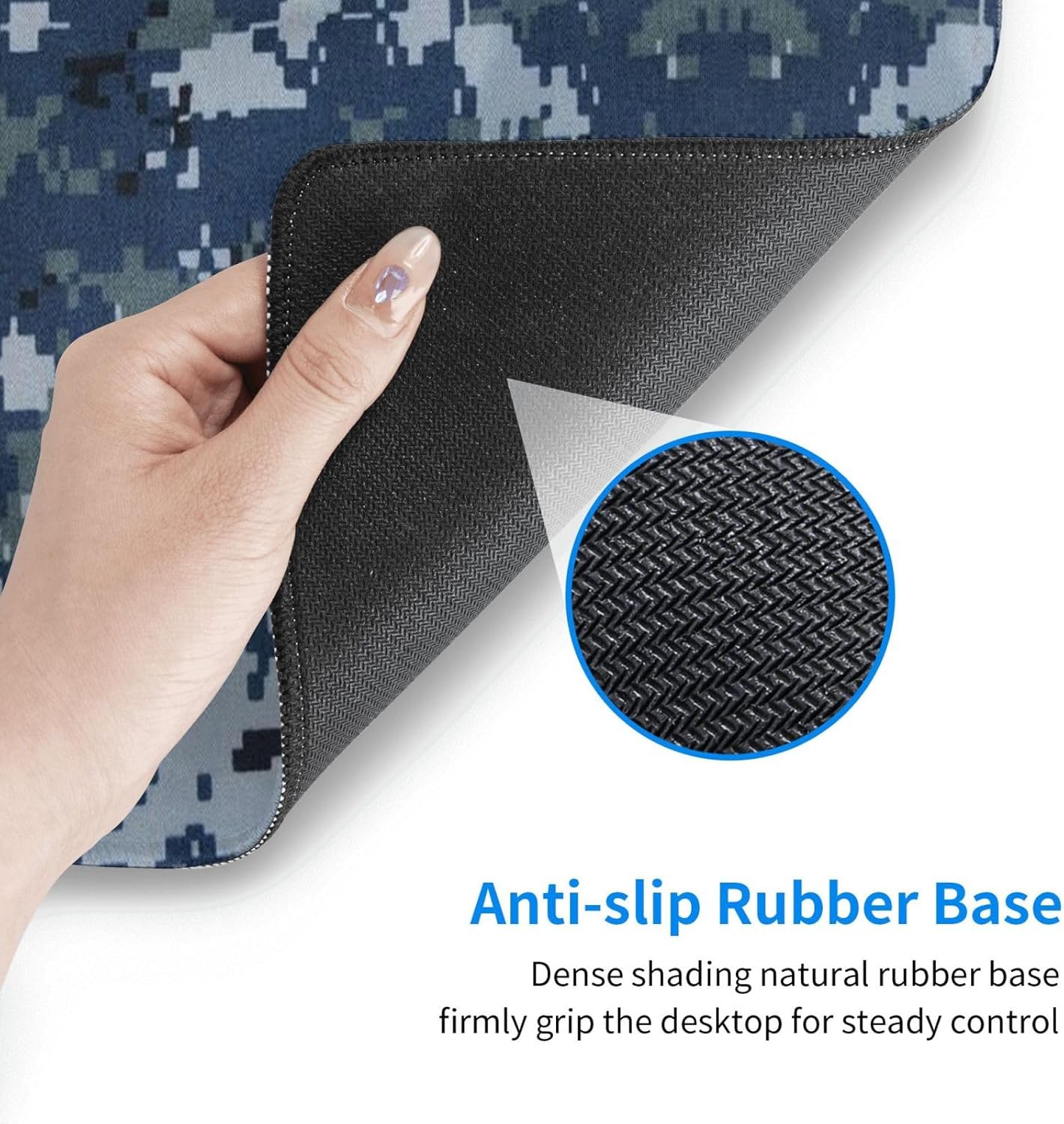 Navy Blue Digital Camouflage Large Non-Slip Rubber Base Mousepad Keyboard Mouse Mat Desk Pad Gaming Mousepad 29.5x15.8 Inch