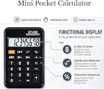 SEIWEI ABS Mini Pocket Calculator 8-Digit Display with Leather Protective Cover Widely Used for Basics Budgeting, Cashier, Business, Home, School and More, Black