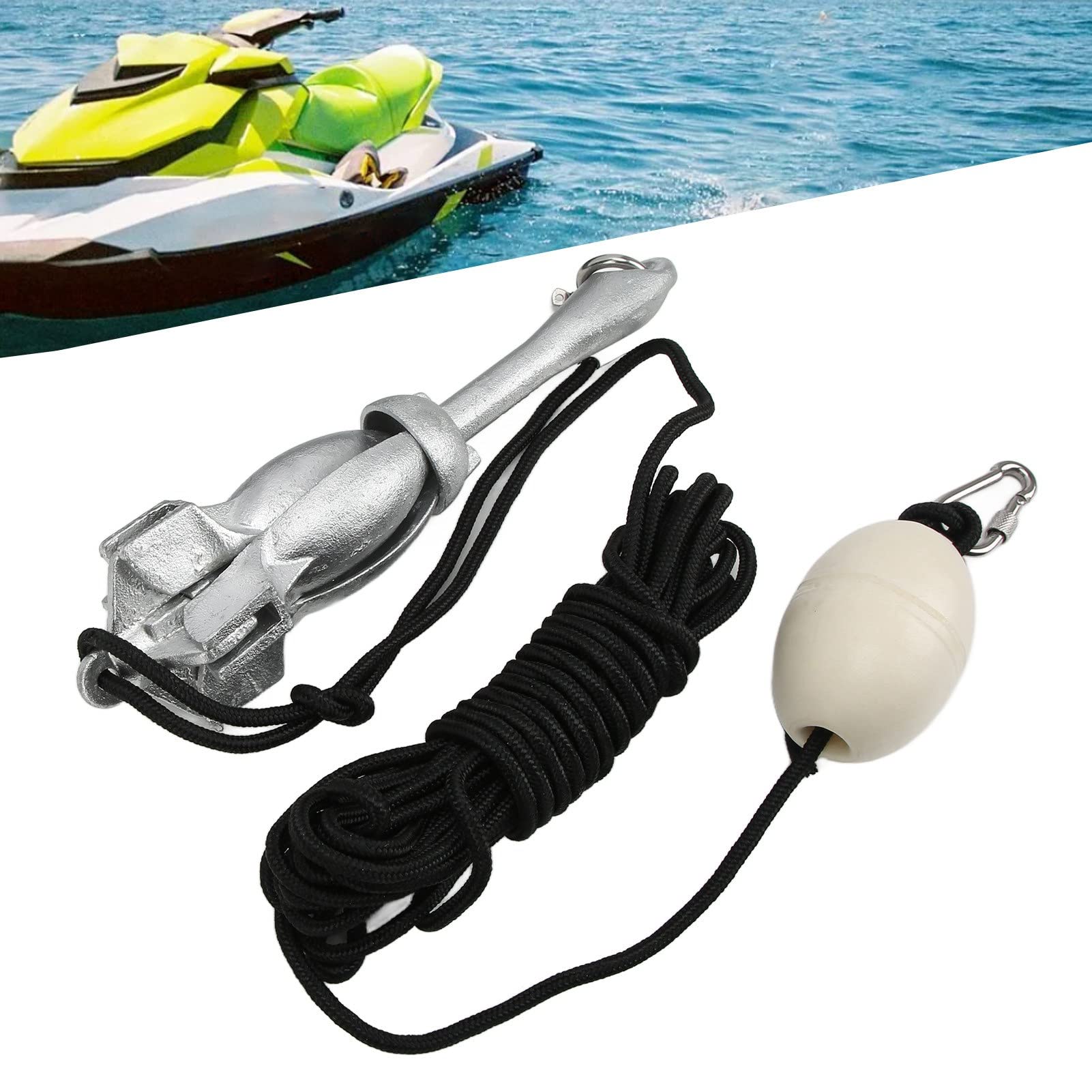 Juego De Ancla Plegable, Kit De Ancla Plegable Portátil De 4 Dientes De 3,5 Libras con Cuerda De 25 Pies, Ideal para Veleros Marinos, Kayak, Canoa Y Embarcaciones