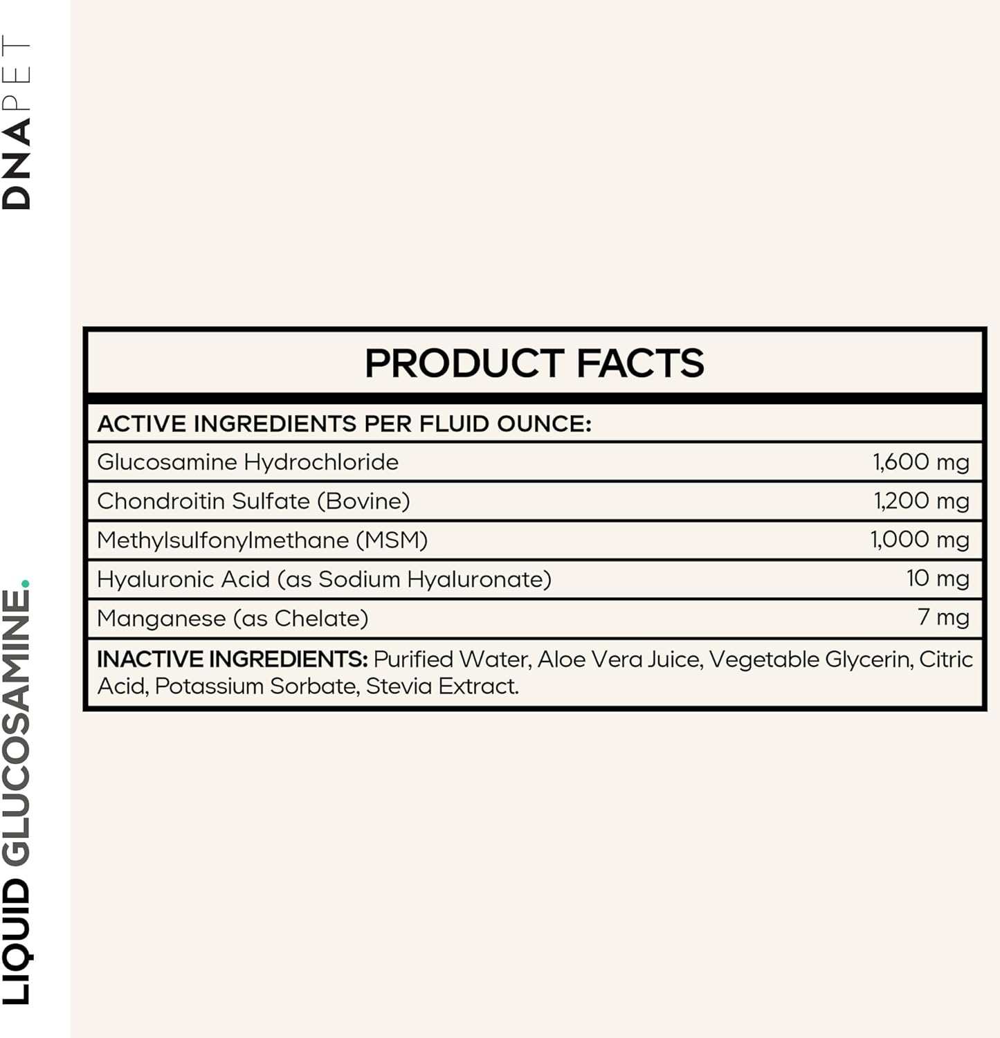 DNA Pet Liquid Glucosamine for Dogs - Glucosamine, Chondroitin, MSM, Hyaluronic Acid, Manganese Chelate for Pets - Liquid Dog Supplement - All Breeds - 8 fl oz