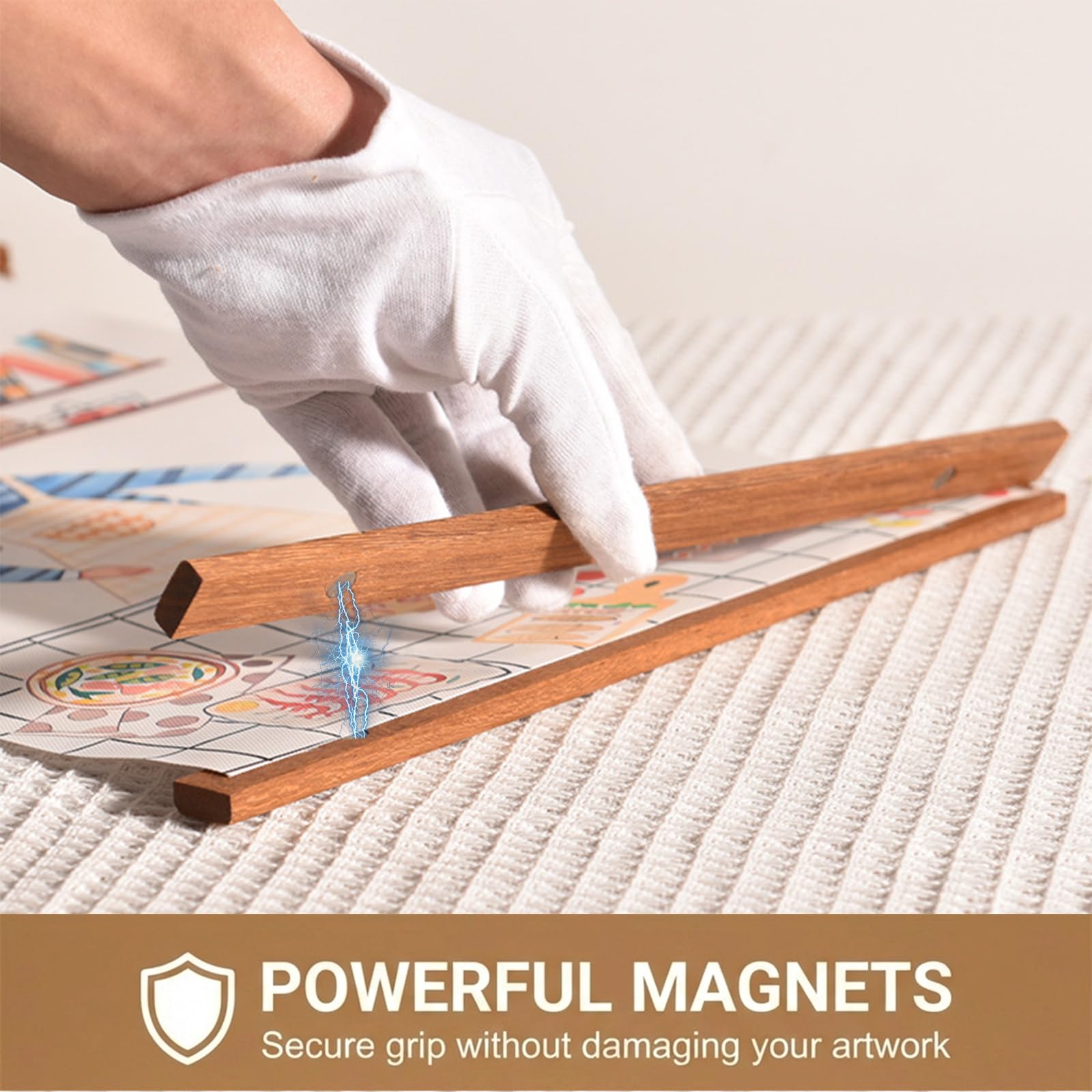 Barras Magnéticas de Madera para Poster A3 30x40cm, Colgador 31cm para Carteles y Fotos