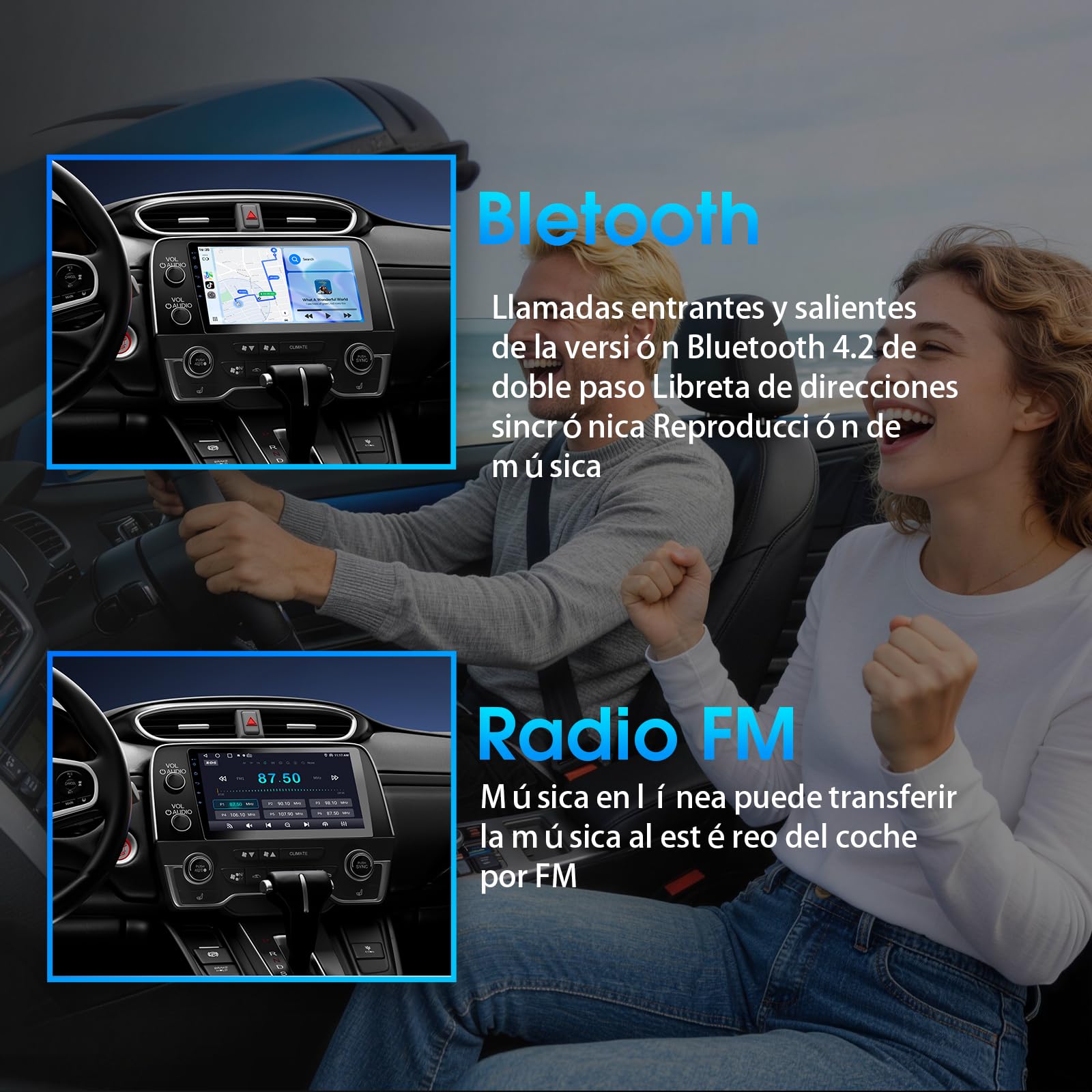 Haudio Radio para Coche 2 DIN con Apple CarPlay & Android Auto, Pantalla HD de 9 Pulgadas, Cámara de Marcha atrás HD, GPS, Control de Voz, Mirror Link, FM/Am/AUX, para Todos los Vehículos, 2+64GB
