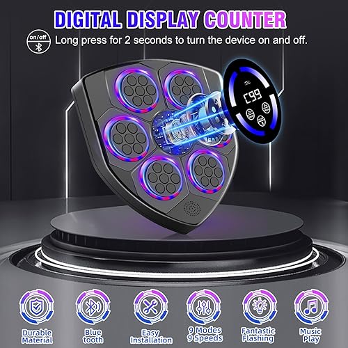 Miniatura 4 de Smart Music Boxing Machine for Adults and Kids, Bluetooth Boxing Equipment with Boxing Gloves, Wall Mounted Electronic Punching Machine for Home Gym