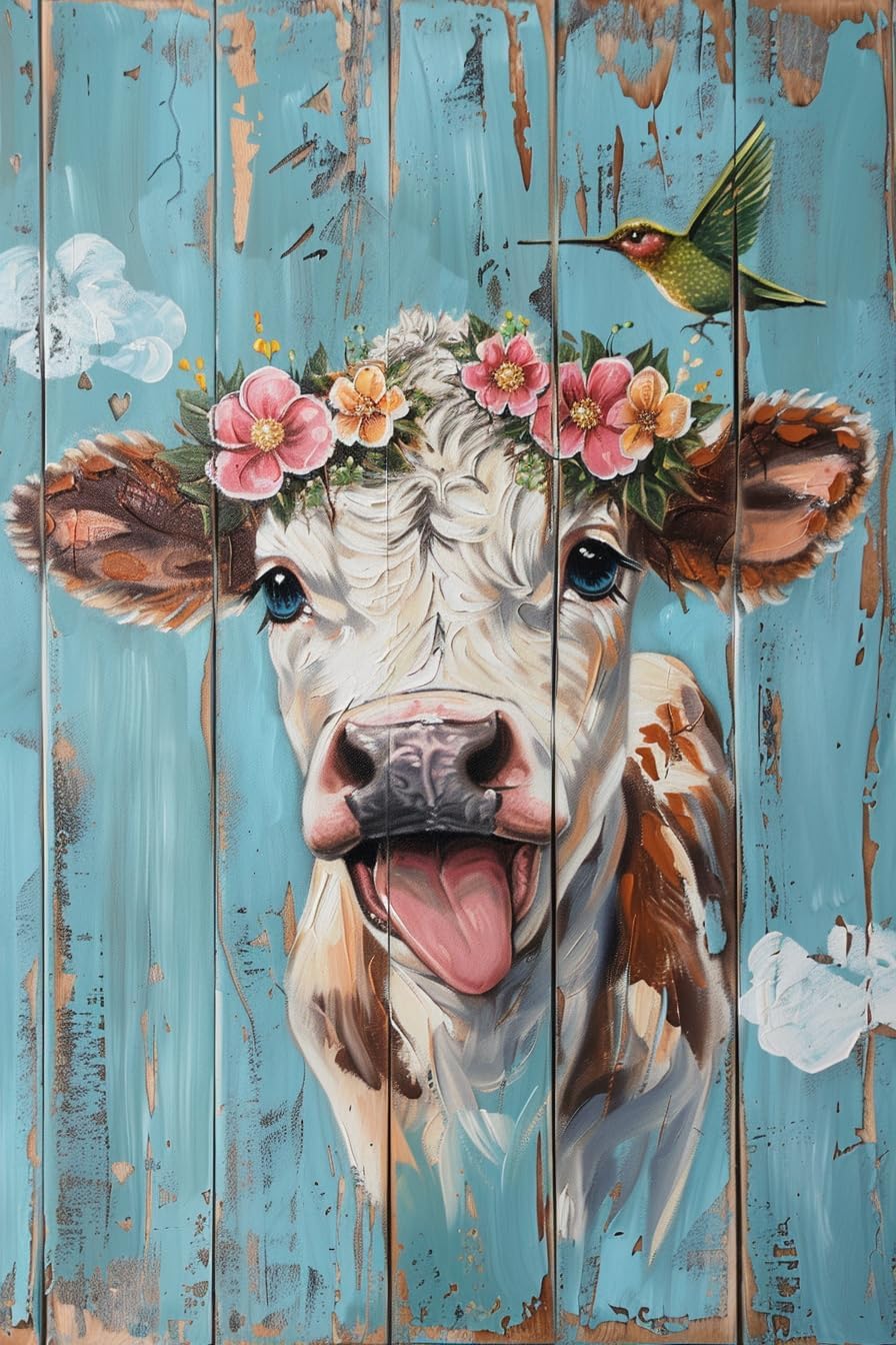 1000 Pieces Puzzles for Adult Wooden Jigsaw Puzzle 1000 Piece Puzzle Adult Elderly Puzzle Flower and Bathtub Highland Cow Puzzle Gift for Mom Dad Family Friend Home Decor Wall Art