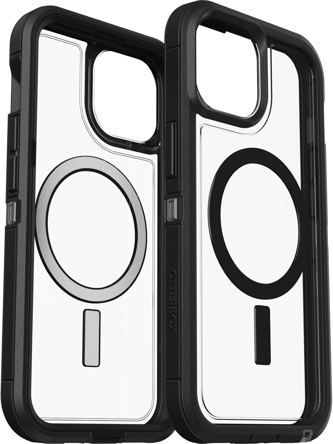 OtterBox iPhone 16e, 15, 14, & 13 Defender Series XT Clear Case - Dark Side (Black/Clear), screenless, Rugged, Snaps to MagSafe, Lanyard Attachment