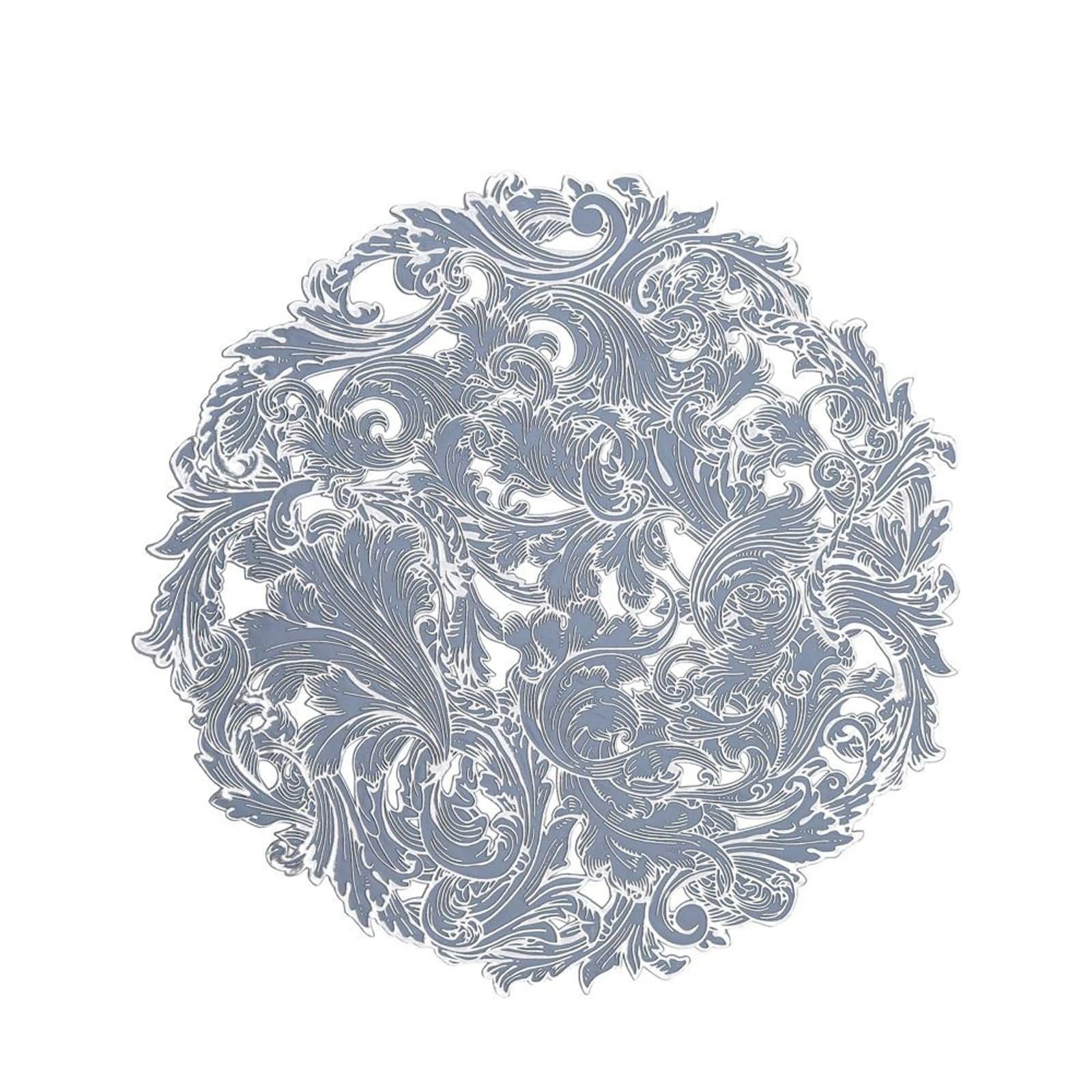10PCS Napperon Table Restaurant Lavable, 38 CM Bleu Argent Set de Table Moderne Antidérapant, Couleur Unie avec Motif de Feuilles