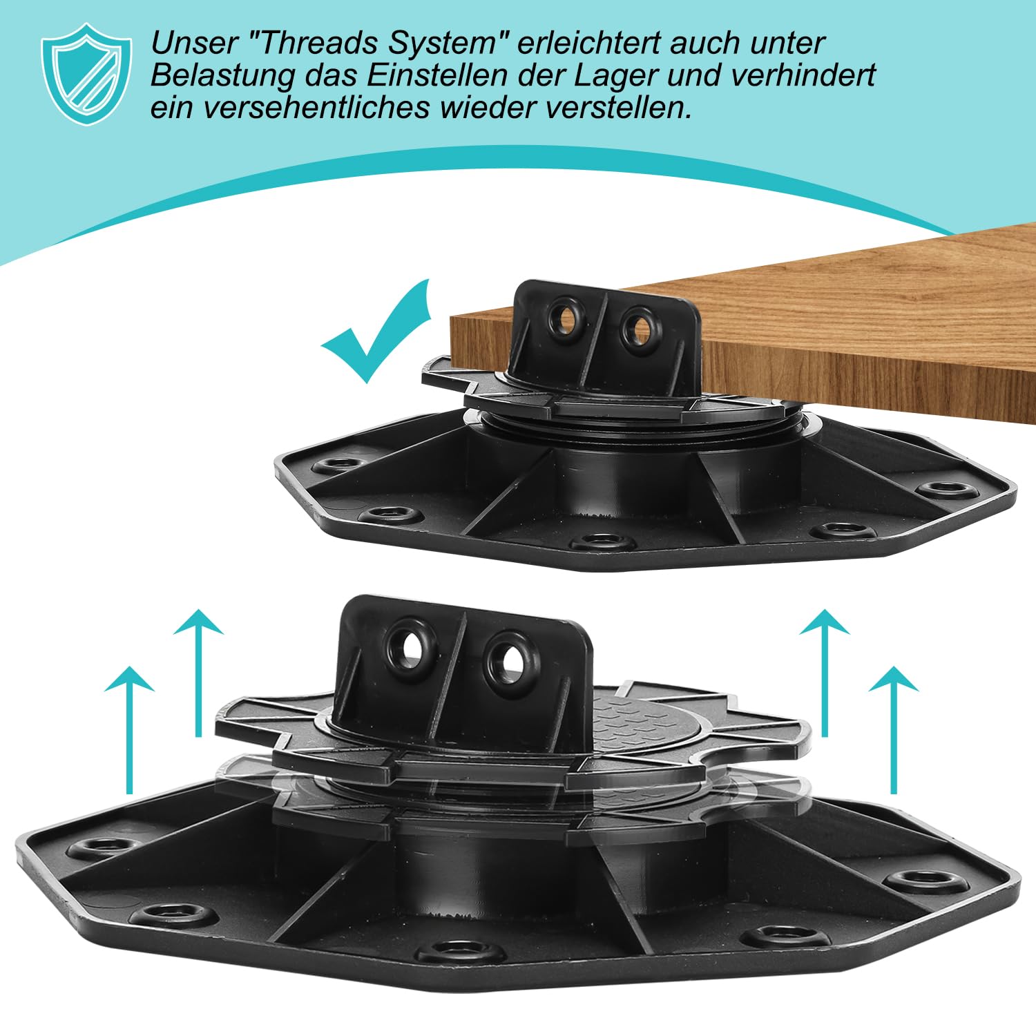 Gimisgu 40 rodamientos de altura ajustable, pie de 18 – 30 mm, rodamientos de apoyo, para subestructura de placas de terraza, madera, WPC y piedra, capacidad de carga de 600 kg