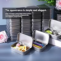 Vista 3 de Metal Rectangular Empty Hinged Tins - Pack of 40 Silver Mini Portable Box Small Storage Kit & Home Organizer with lids craft containers