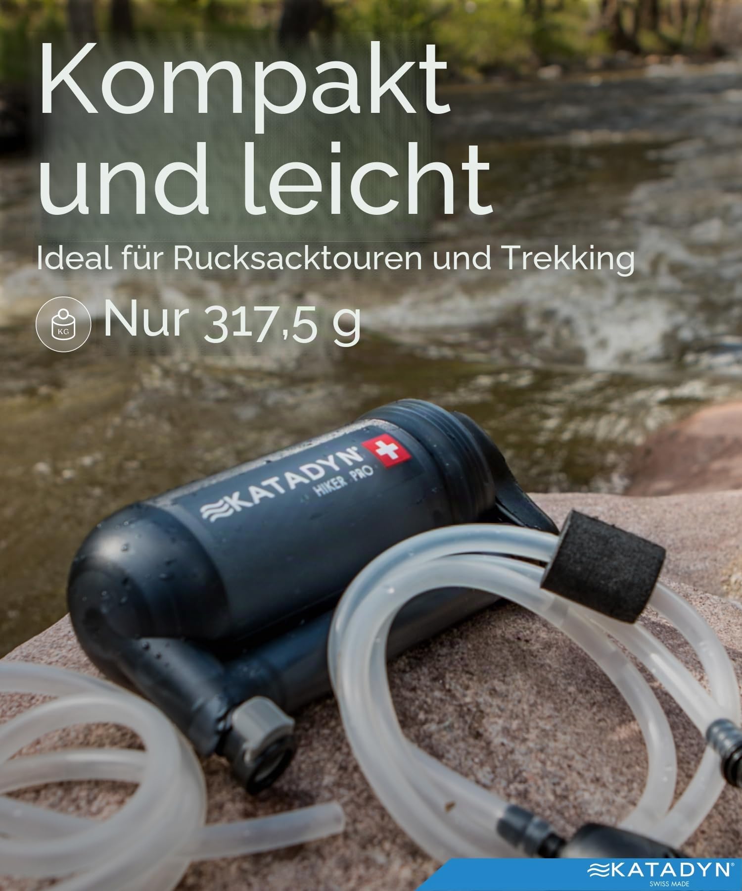 Katadyn Hiker Pro Handpumpe Wasserfilter für Rucksackreisen, Camping, Notfall Survival