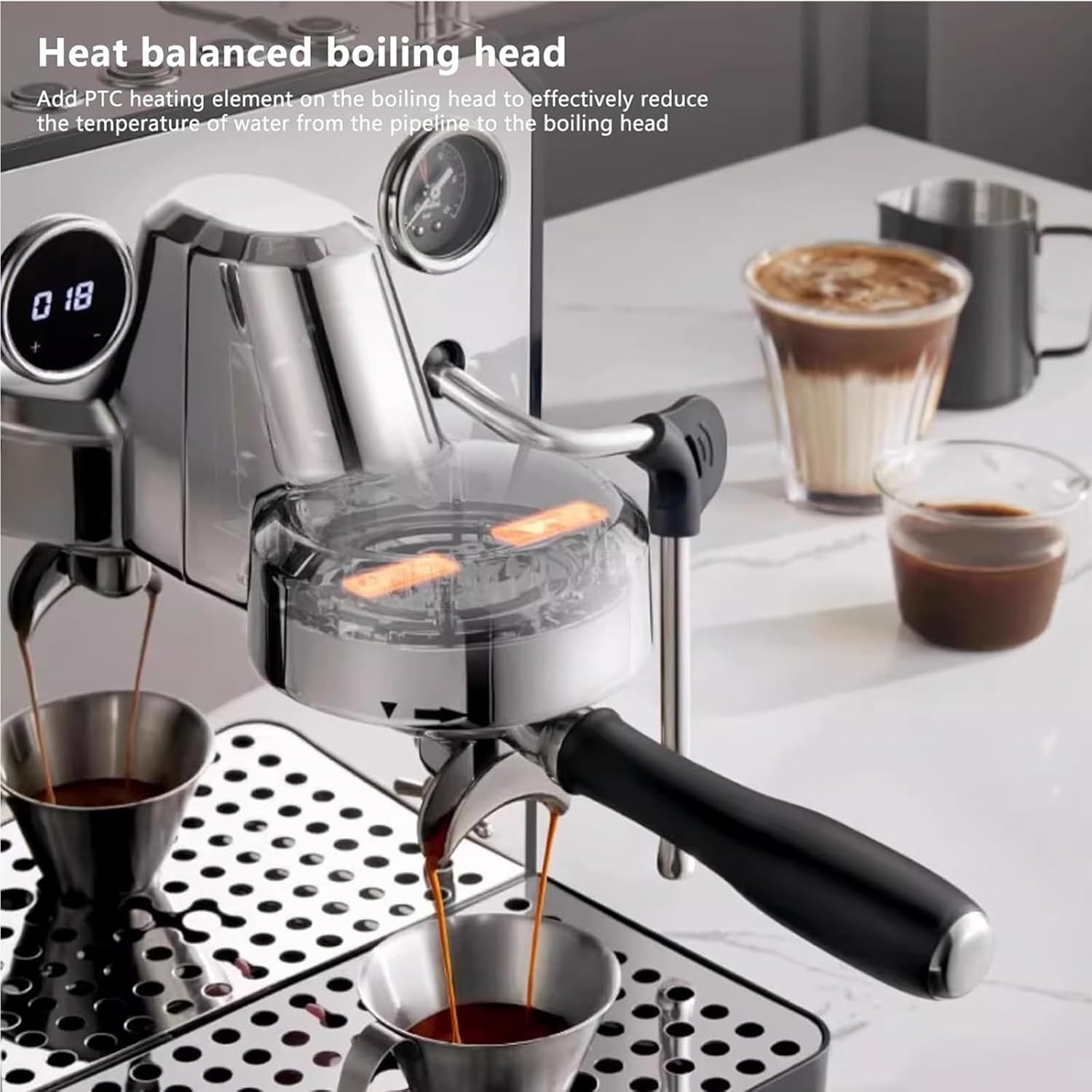 Hlixzoy Semi-Automatic Coffee Machine, Commercial Steam Milk Frother, Home Small Office Frother, Suitable for Cappuccino, Latte,A 4 71tU7Jl5VgL. AC SL1500