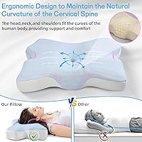 Vista 4 de Almohada cervical para dormir, almohadas para dormir de lado para adultos, almohada ergonómica de espuma viscoelástica con funda de almohada de seda