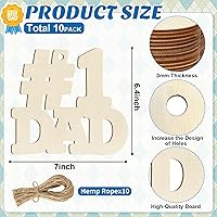 Vista 2 de Adornos de Letras de Madera PAPÁ para Pintar de 7 Pulgadas, Tamaño Grande, Recorte de Papi de Madera para el Día del Padre, DIY en Blanco, Madera