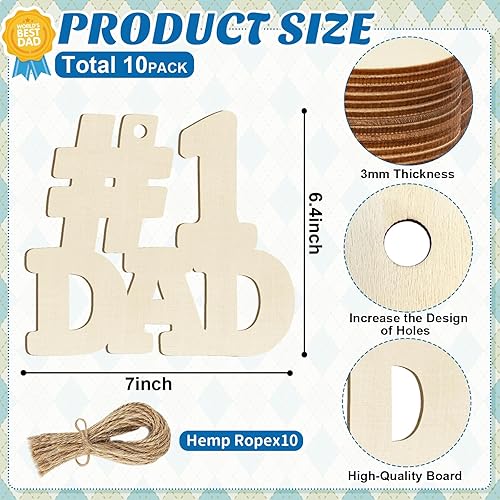 Miniatura 2 de Adornos de Letras de Madera PAPÁ para Pintar de 7 Pulgadas, Tamaño Grande, Recorte de Papi de Madera para el Día del Padre, DIY en Blanco, Madera