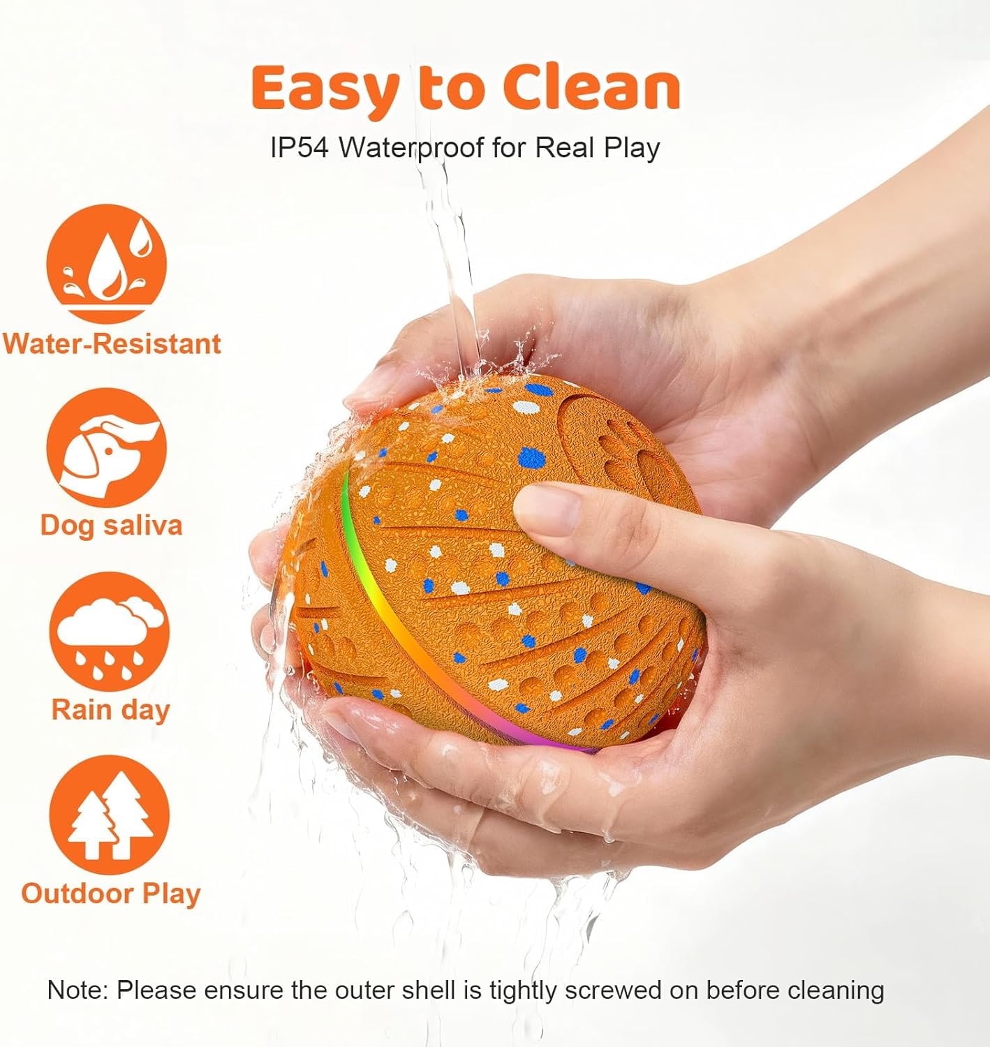 Pelota interactiva de juguetes para perros – Pelota inteligente para perros con luces coloridas, material E-TPU, 3 modos de juego, bolas rodantes automáticas, juguete para perros pequeños y medianos
