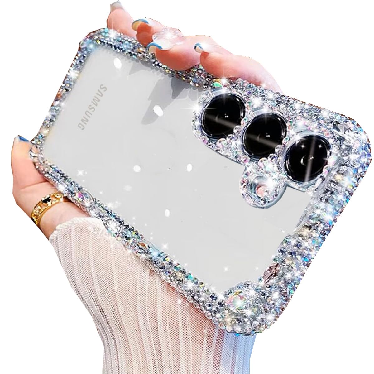 Changjia for Samsung Galaxy S25 Plus Clear Glitter Case,Cute Luxury Bling Sparkly Diamond Rhinestones Camera Protection Soft TPU Bumper Shockproof
