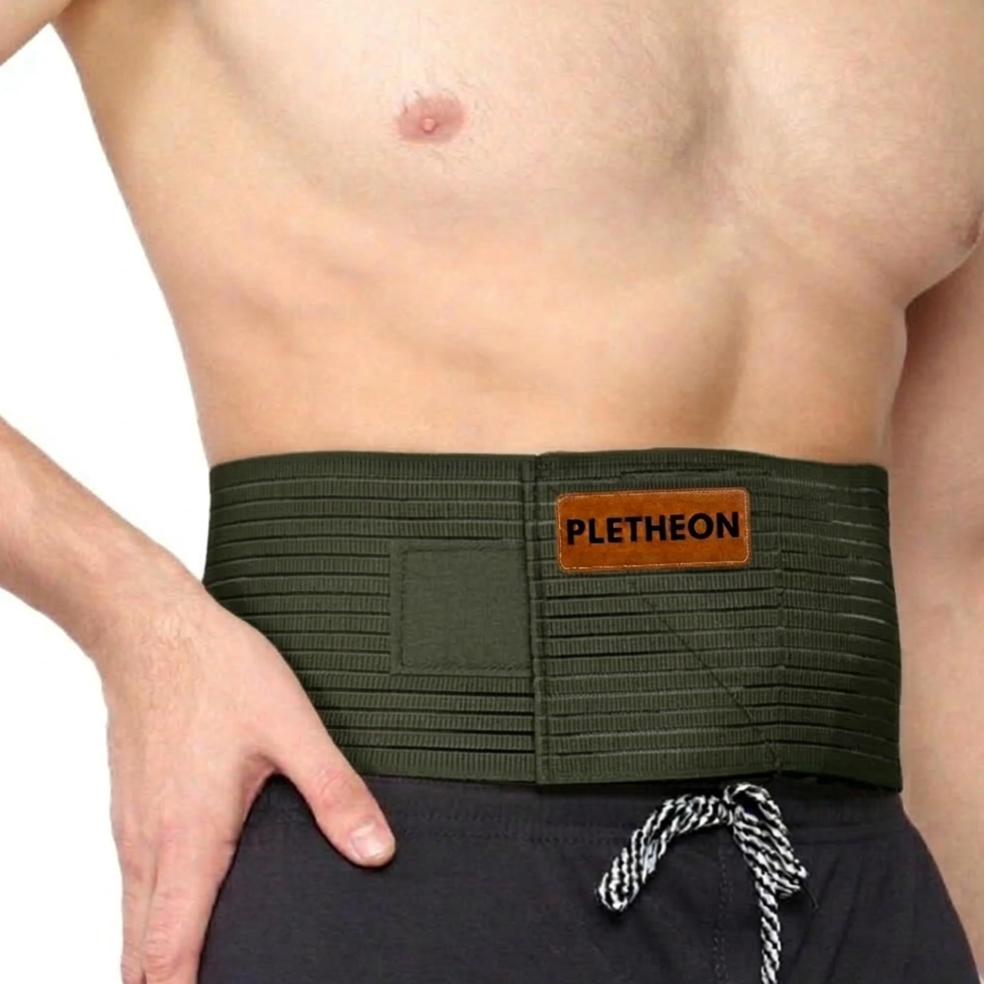PLETHEON Hernia Support Belt for Inguinal & Umbilical Hernia | Adjustable Truss Belt for Men & Women | Pain Relief & Post-Surgery Recovery (Green, Free size, UMBLICAL HERNIA)