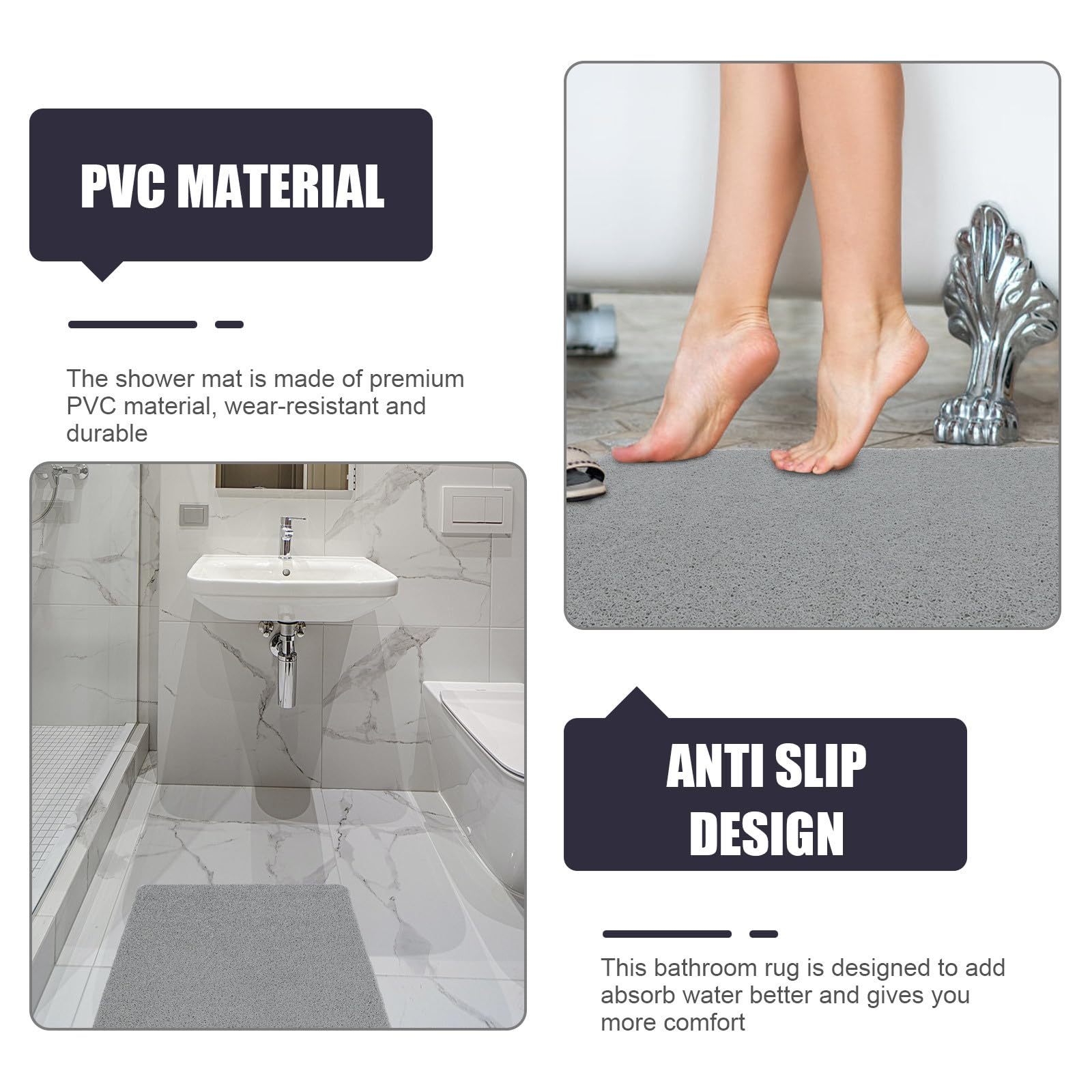 rutschfeste Komfortabel und Modernes Design Badezimmerteppiche aus PVC mit Rechteckiger Form für Dusche und Wohnzimmerboden