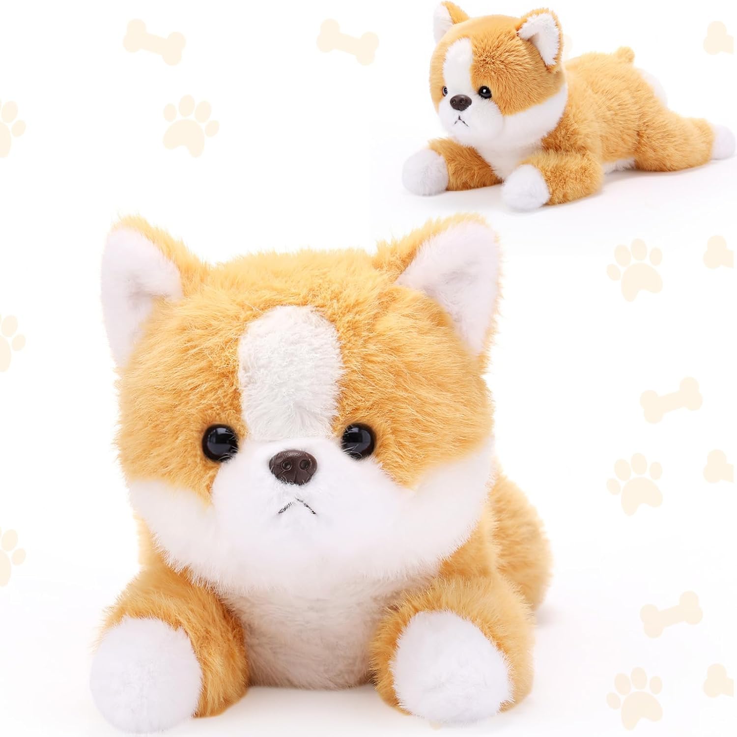 Leitee 17.72 Inch Weighted Plush Dog Stuffed Animal, Large Soft Realistic Plush Cute Dog Pillow for Boys Girls Classroom Birthday Party Favors(Yellow,Corgi)