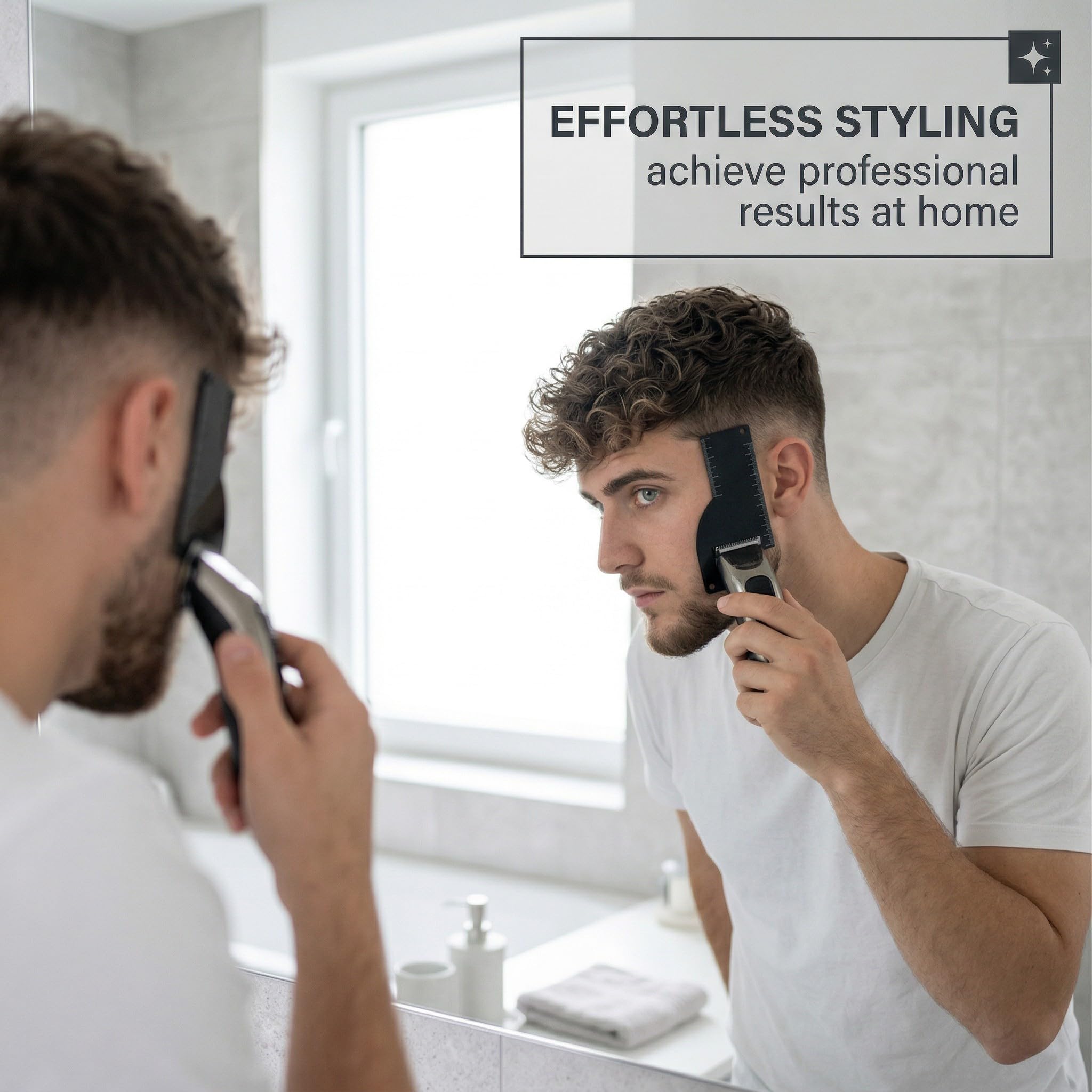 3 Pièces Cartes d'Amélioration Barbier avec Indicateurs Mesure, Barber Tools, 3 Formes Outil Mise en Forme Ligne Capillaire Gabarit Barbe Noir Outils Bordure en Spray Réutilisables pour Hommes