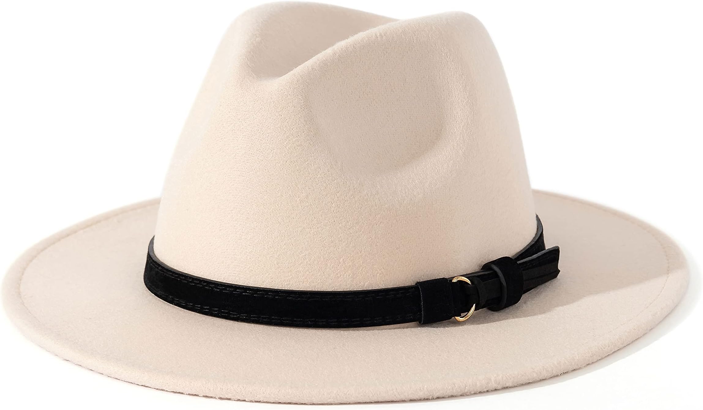 Lisianthus Men & Women Vintage Wide Brim Fedora Hat with Belt Buckle