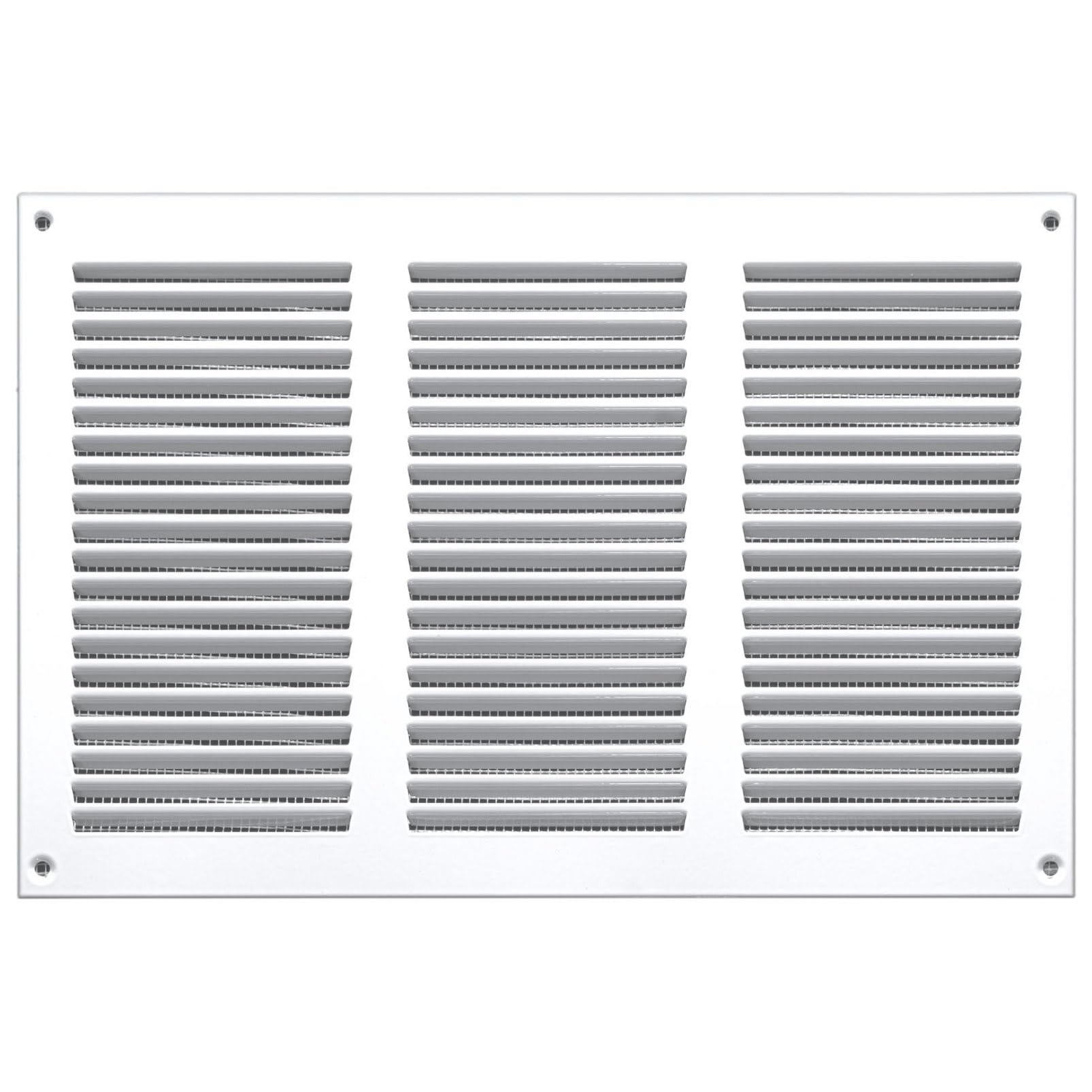 Steinberg14 White 300X200mm Metal Air Vent Cover With Insect Mesh - 12X8 Inch Ventilation Grille - Air Vent Register For Walls And Ceilings - Ventilation Cover For Outdoor And Indoor