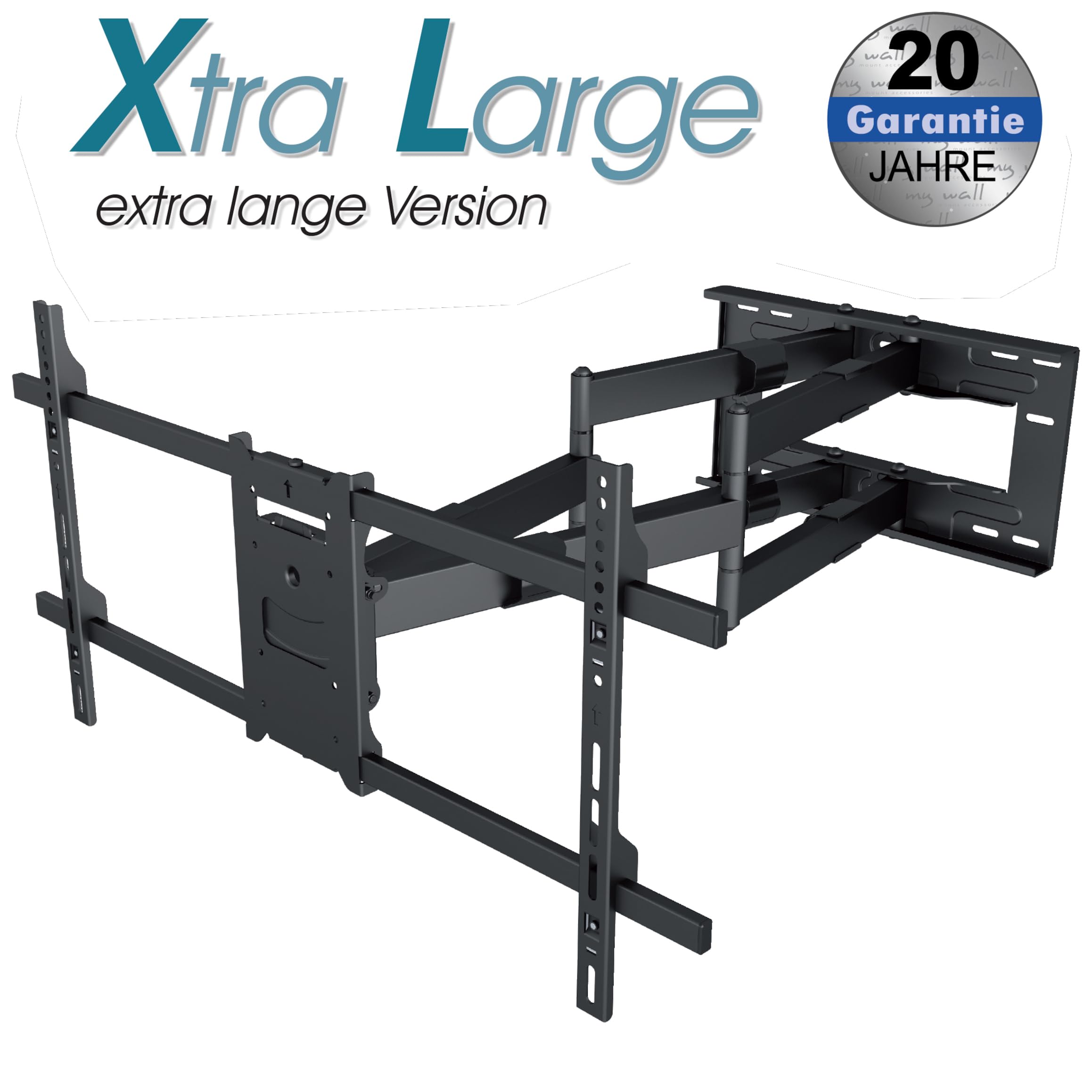 My Wall H 27-2 XL - Supporto da parete per TV allungabile, girevole, inclinabile, girevole, nero