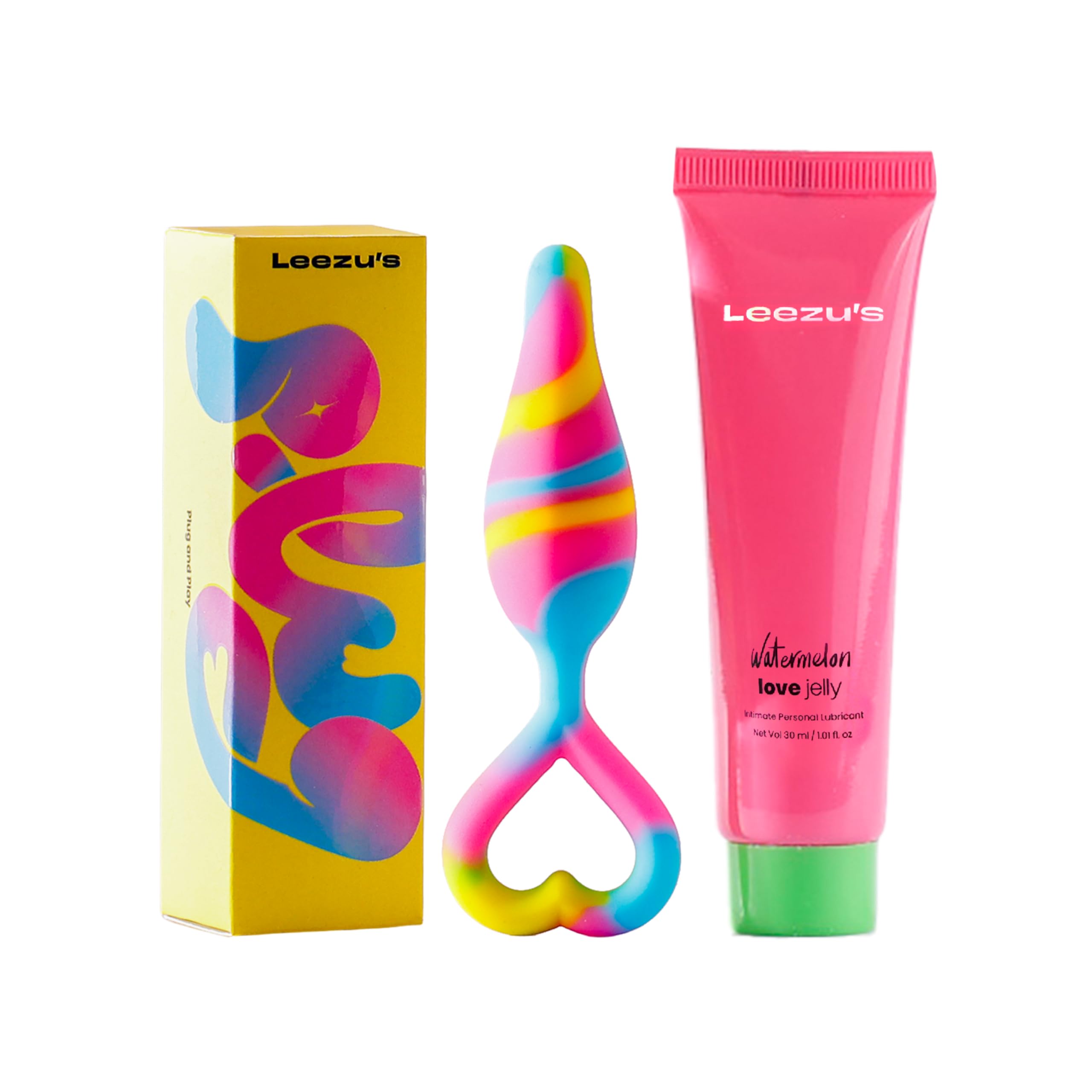 Leezu's Plug Personal Massager for Men and Women, with Watermelon Water-Based Love Jelly Lubricant, Body Safe Silicone, Multicolour-image-28
