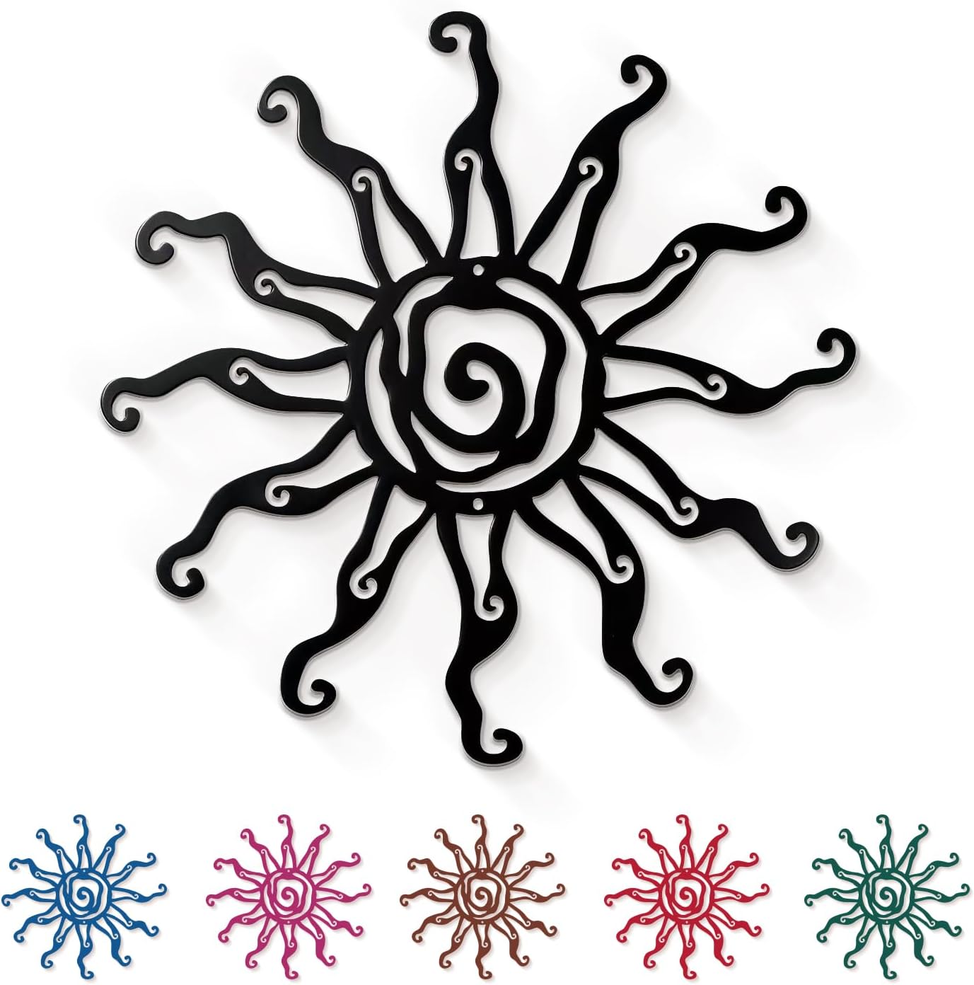 Sokurdeg Black Sun Metal Wall Decor - 22" Large Abstract Farmhouse Minimalism Line Wall Art for Bedroom, Bathroom, Living Room, Corridor and Office