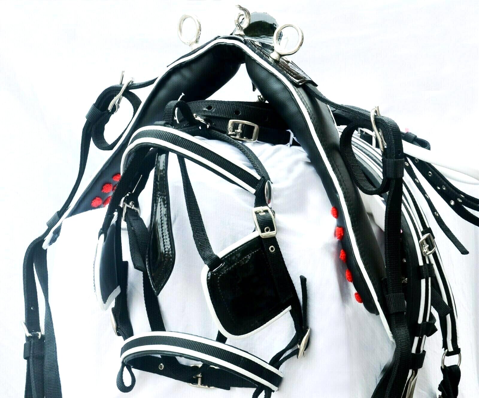 Finimento da tiro in nylon di design per carrozza monoposto, disponibile nelle taglie Pony, Cob e Full 008 (Shetland)
